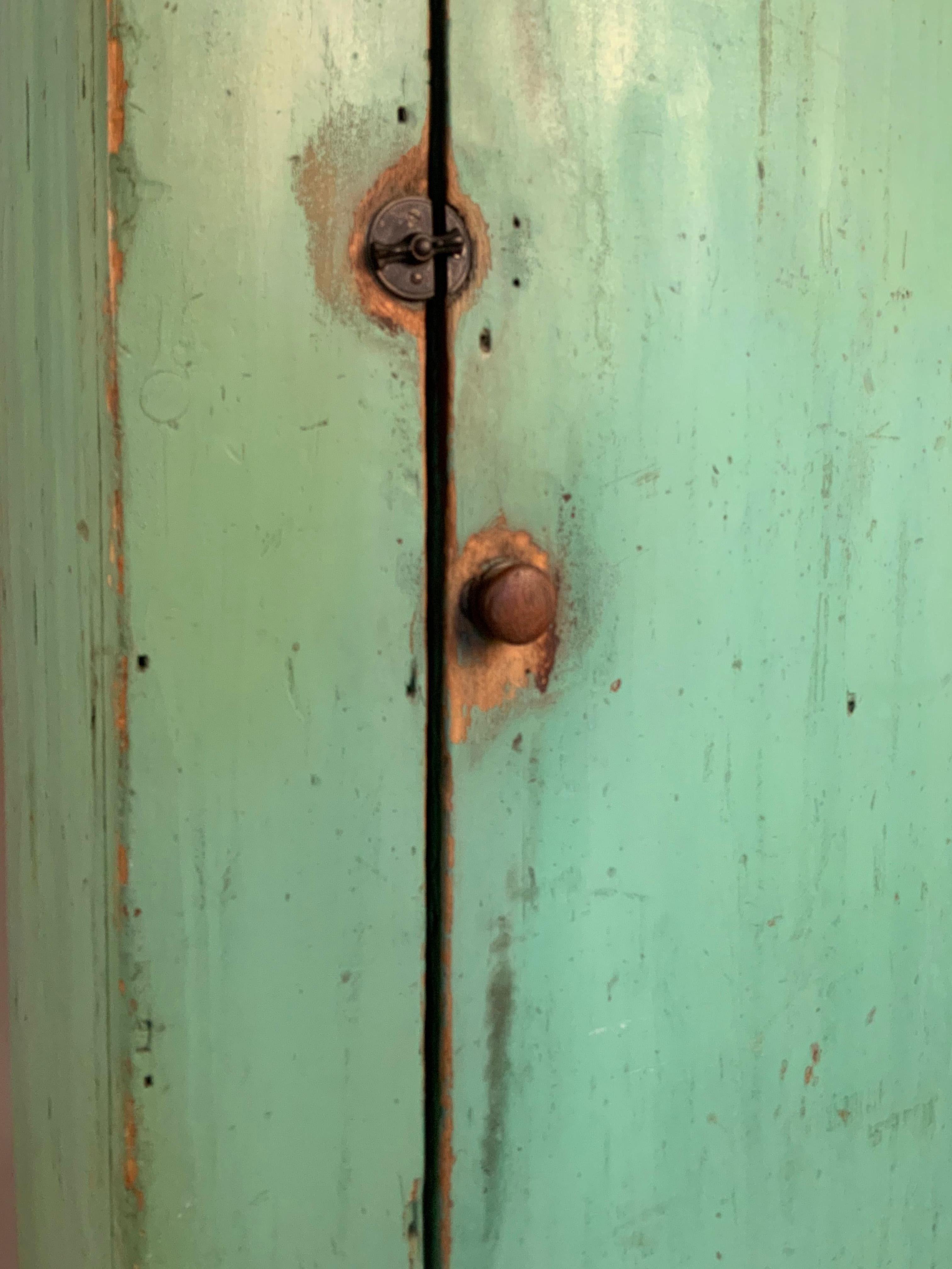 Country Antique 19th Century Painted Cupboard in Paris Green