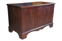 Antique 19th Century Painted Grain Poplar Dovetailed Blanket Storage Trunk Chest