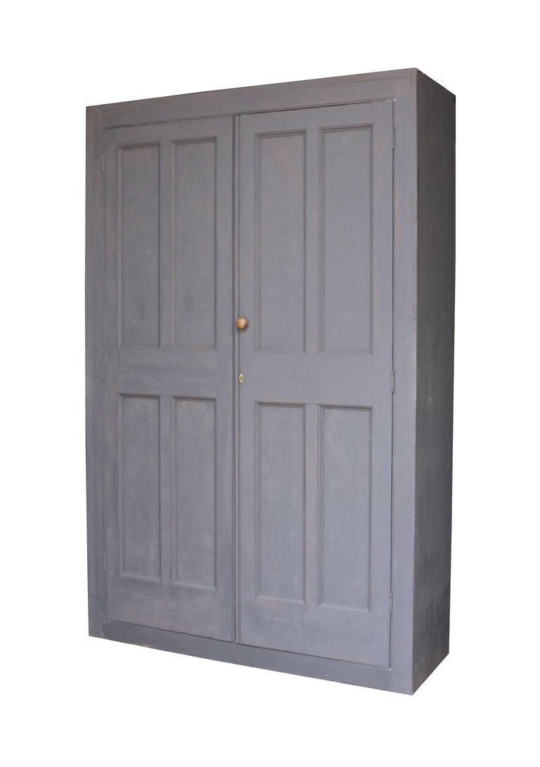 Antique 19th Century Painted Pine Housekeepers Cupboard Coat