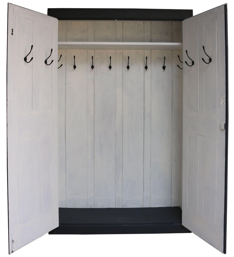 Antique 19th Century Painted Pine Housekeepers Cupboard Coat