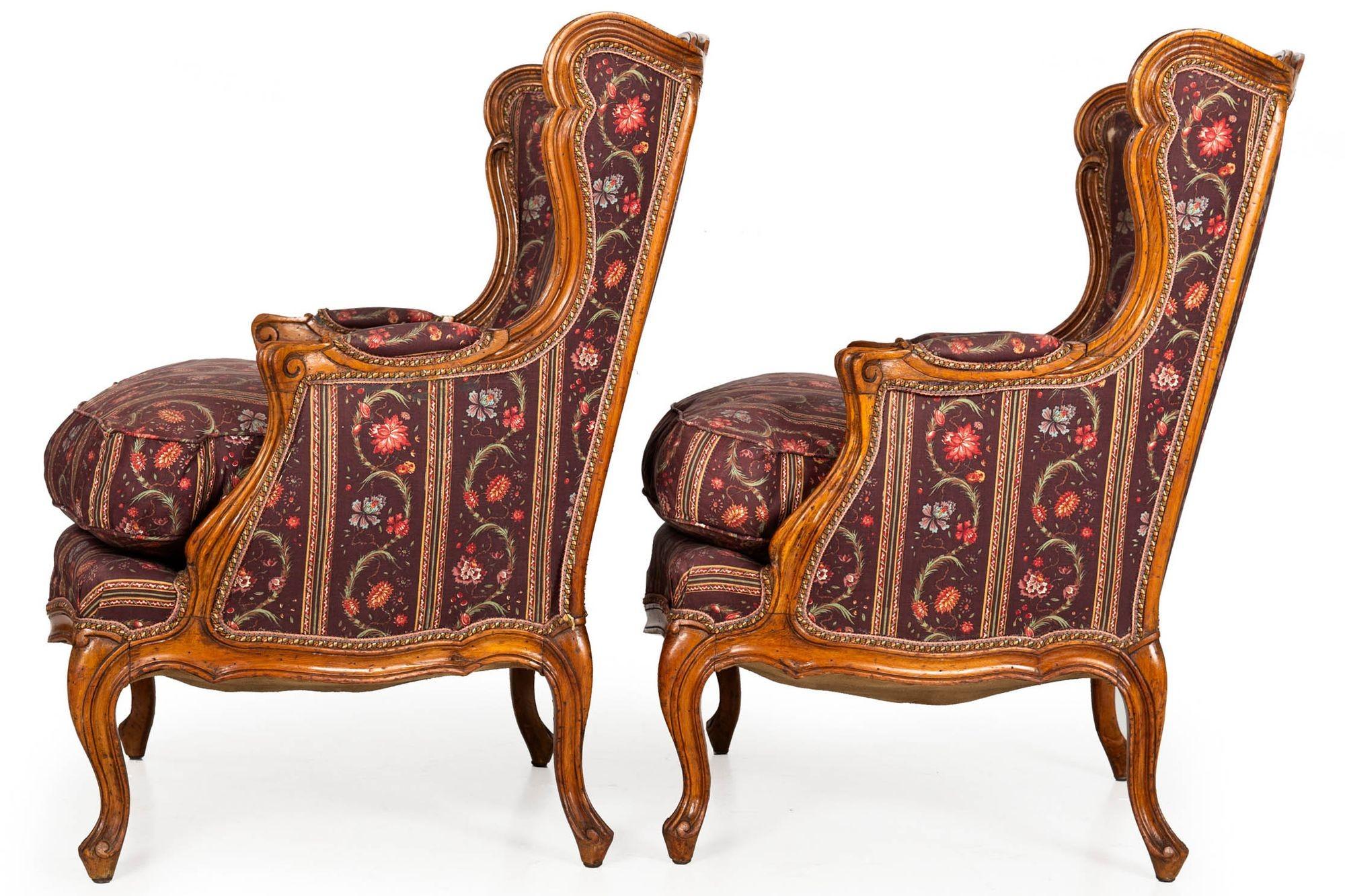 Upholstery Antique 19th Century Pair of French Patinated Beechwood Arm Chairs For Sale