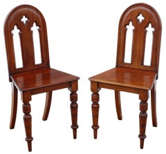 Antique 19th Century Pair of mahogany Gothic Hall Chairs – Fine Side Chairs