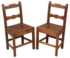 Antique 19th Century Pair of Oak Chairs – Fine Quality Hall and Kitchen Chairs