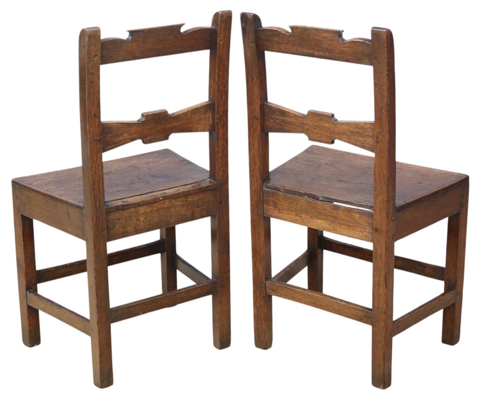 Pareja de sillas antiguas de roble del siglo XIX - Sillas de cocina y de recibidor de gran calidad Madera en venta