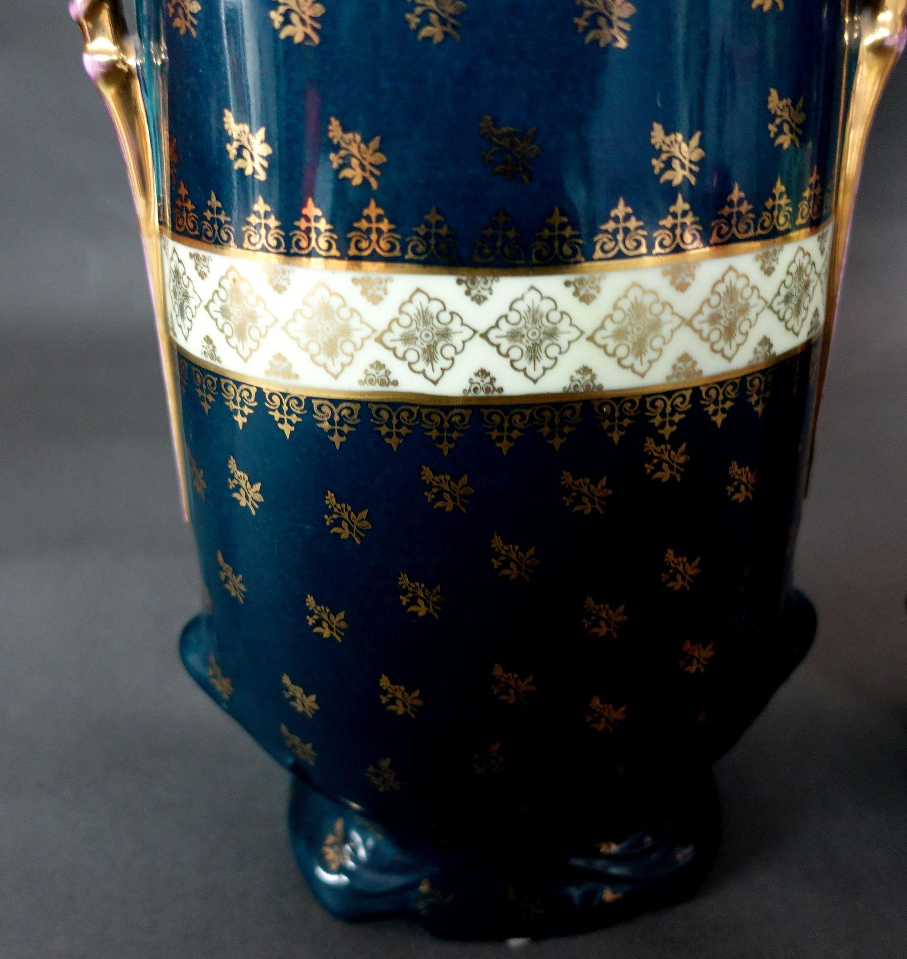 Antique 19th Century Pair of Victoria Carlsbad Austria Vases 