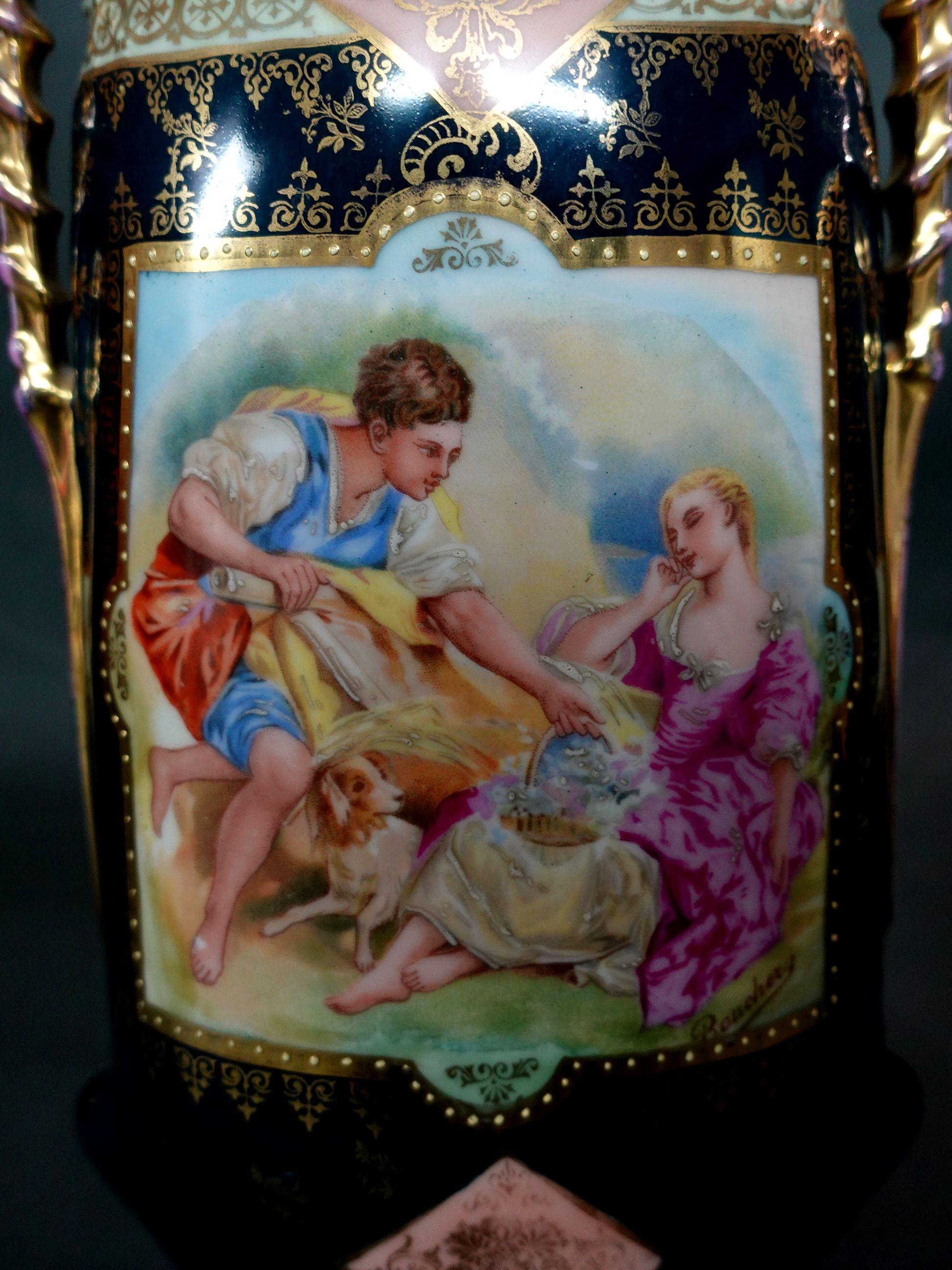 Paire de vases autrichiens Victoria Carlsbad du 19ème siècle « marqués » Bon état - En vente à Norton, MA