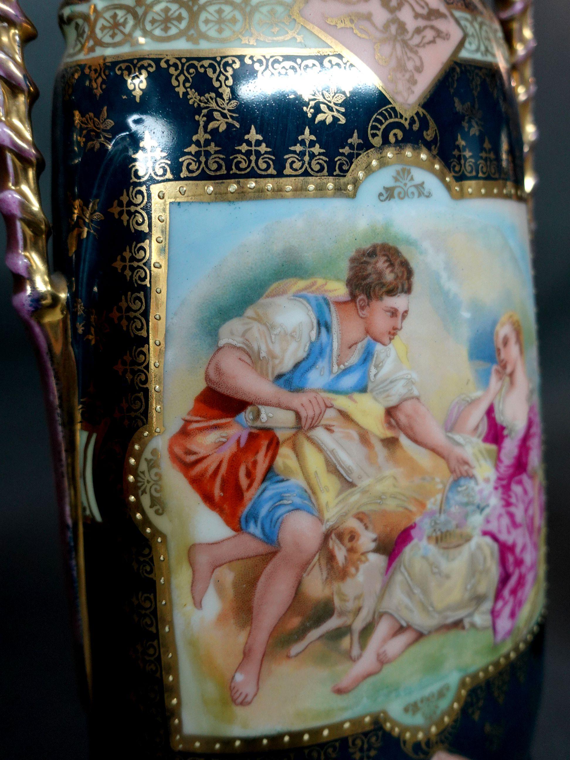 Antique 19th Century Pair of Victoria Carlsbad Austria Vases 