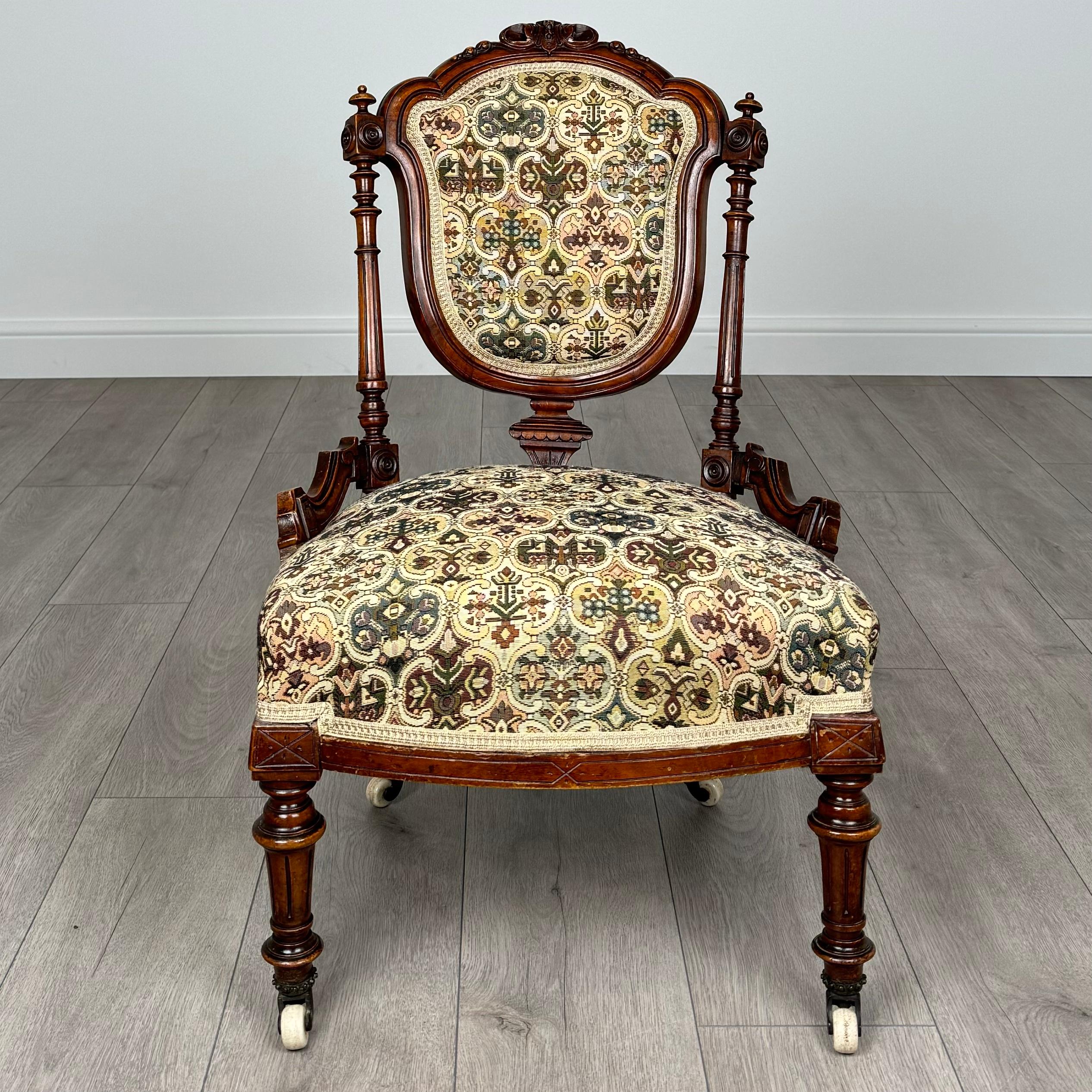 Pareja De Sillones Antiguos De Nogal Siglo XIX ( REF AF-3609 ) en venta 3