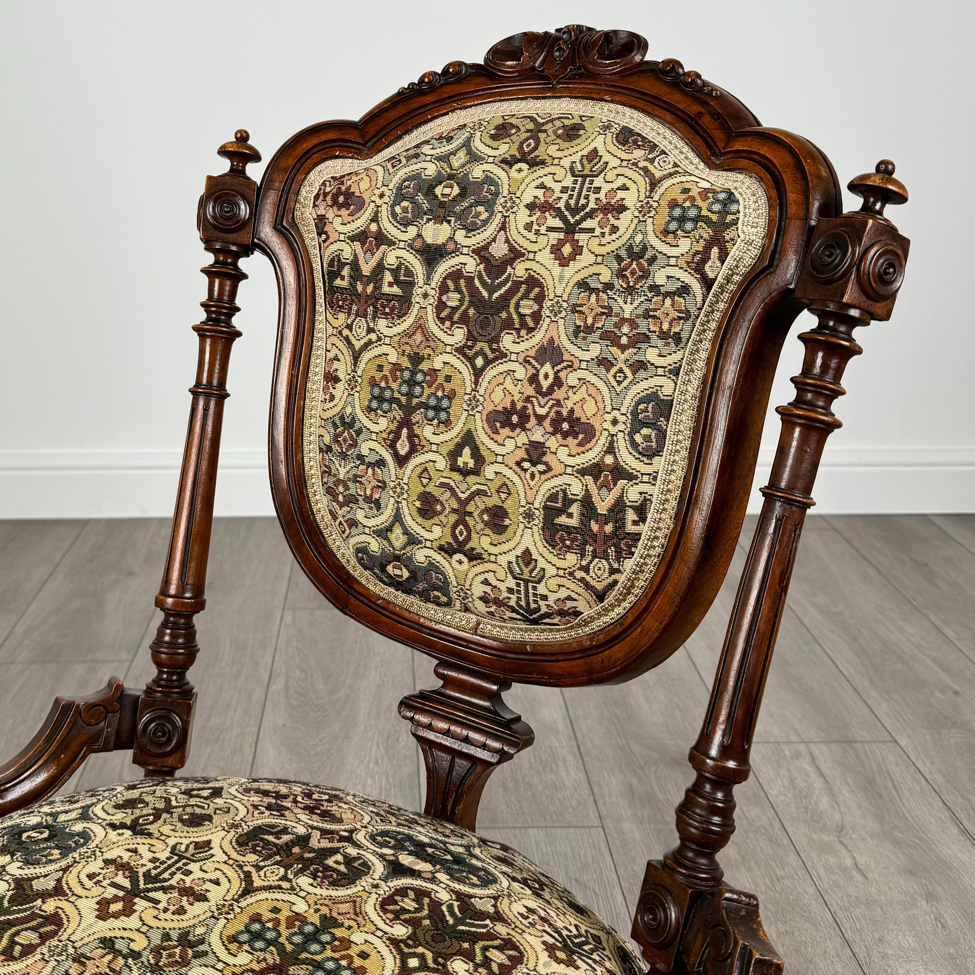 Pareja De Sillones Antiguos De Nogal Siglo XIX ( REF AF-3609 ) en venta 4