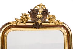 Antiker Louis-Philippe-Spiegel aus blassem Gold und Palisanderholz, 19. Jahrhundert