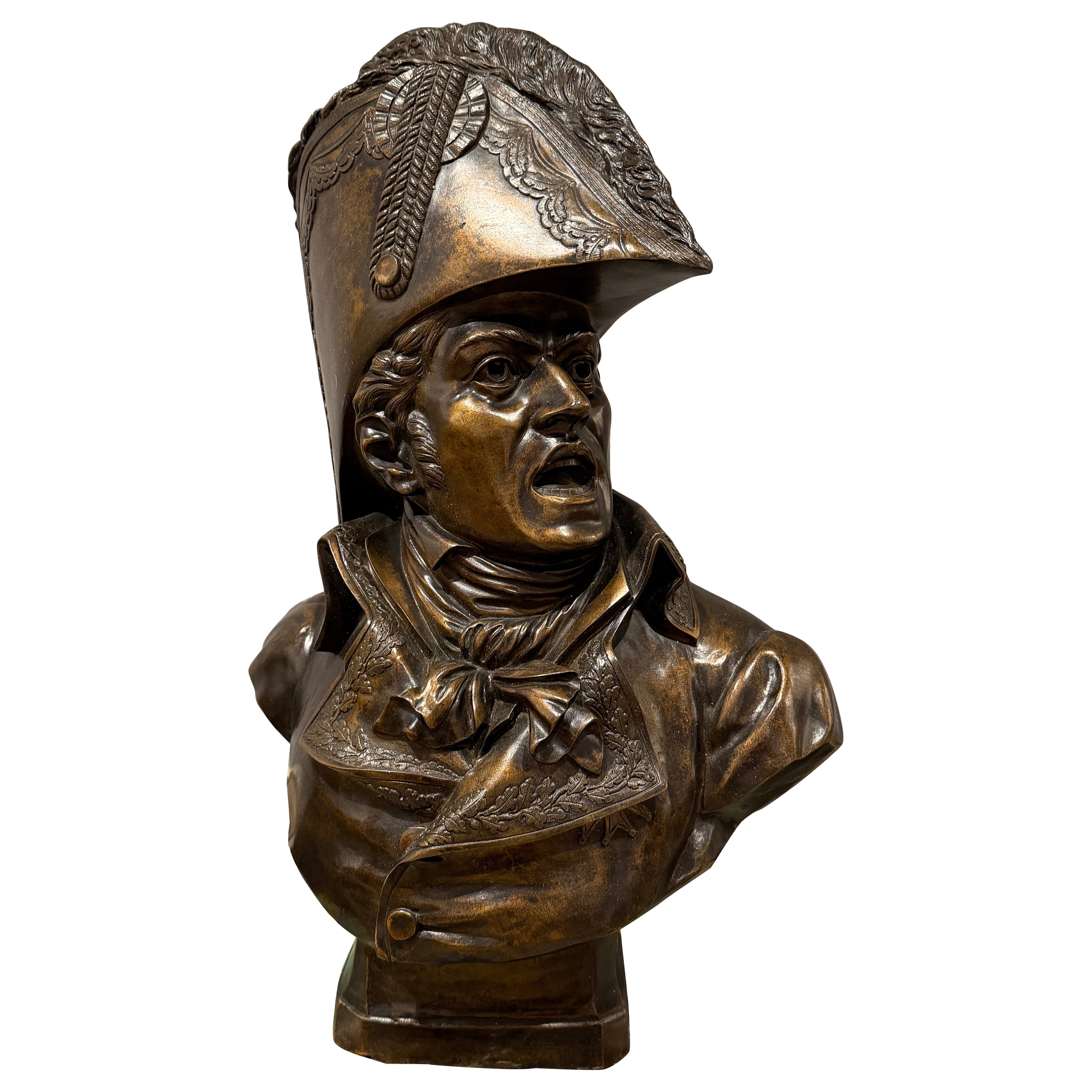 Antique 19th-Century Patinated Bronze Warrior Bust made by James Louis For Sale