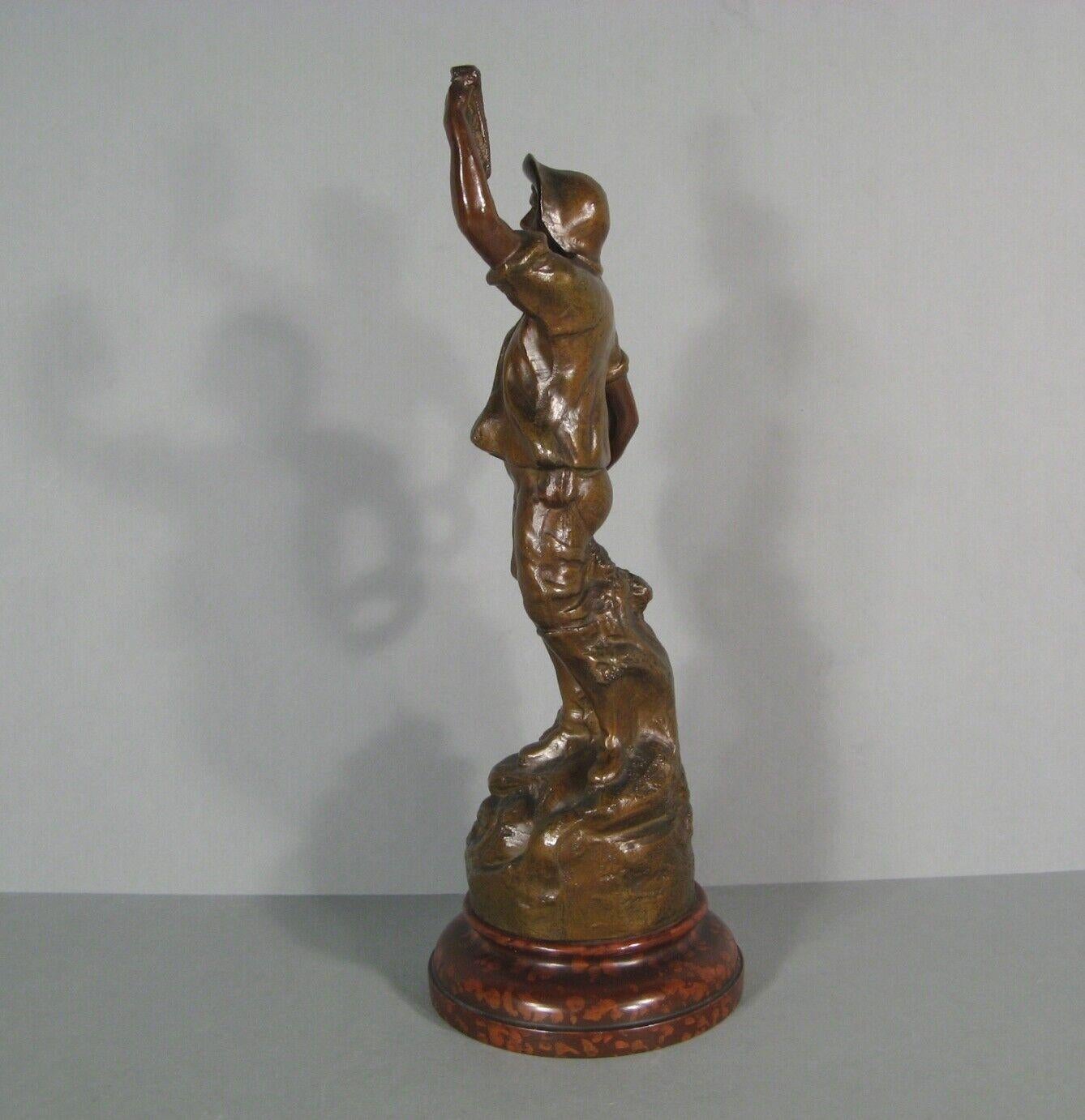 Antique 19th Century Patinated Spelter Sea Rescuer Figurine - 1Y197 5