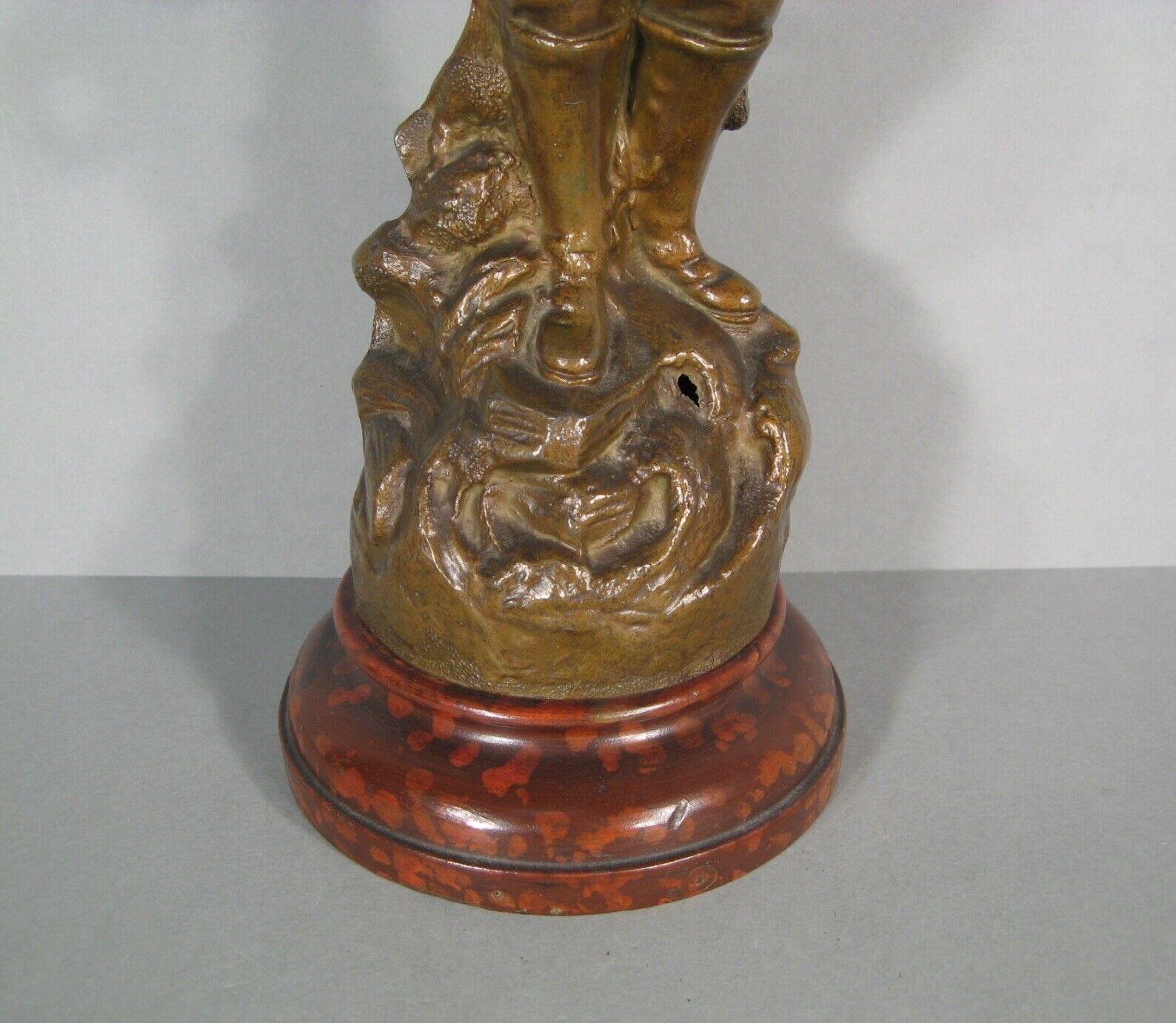Antique 19th Century Patinated Spelter Sea Rescuer Figurine - 1Y197 7