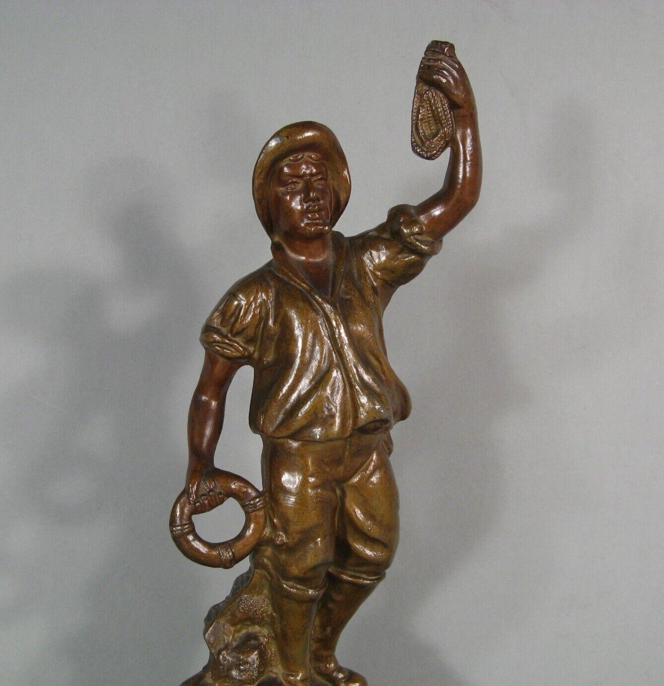 Antique 19th Century Patinated Spelter Sea Rescuer Figurine - 1Y197 In Good Condition In Bordeaux, FR