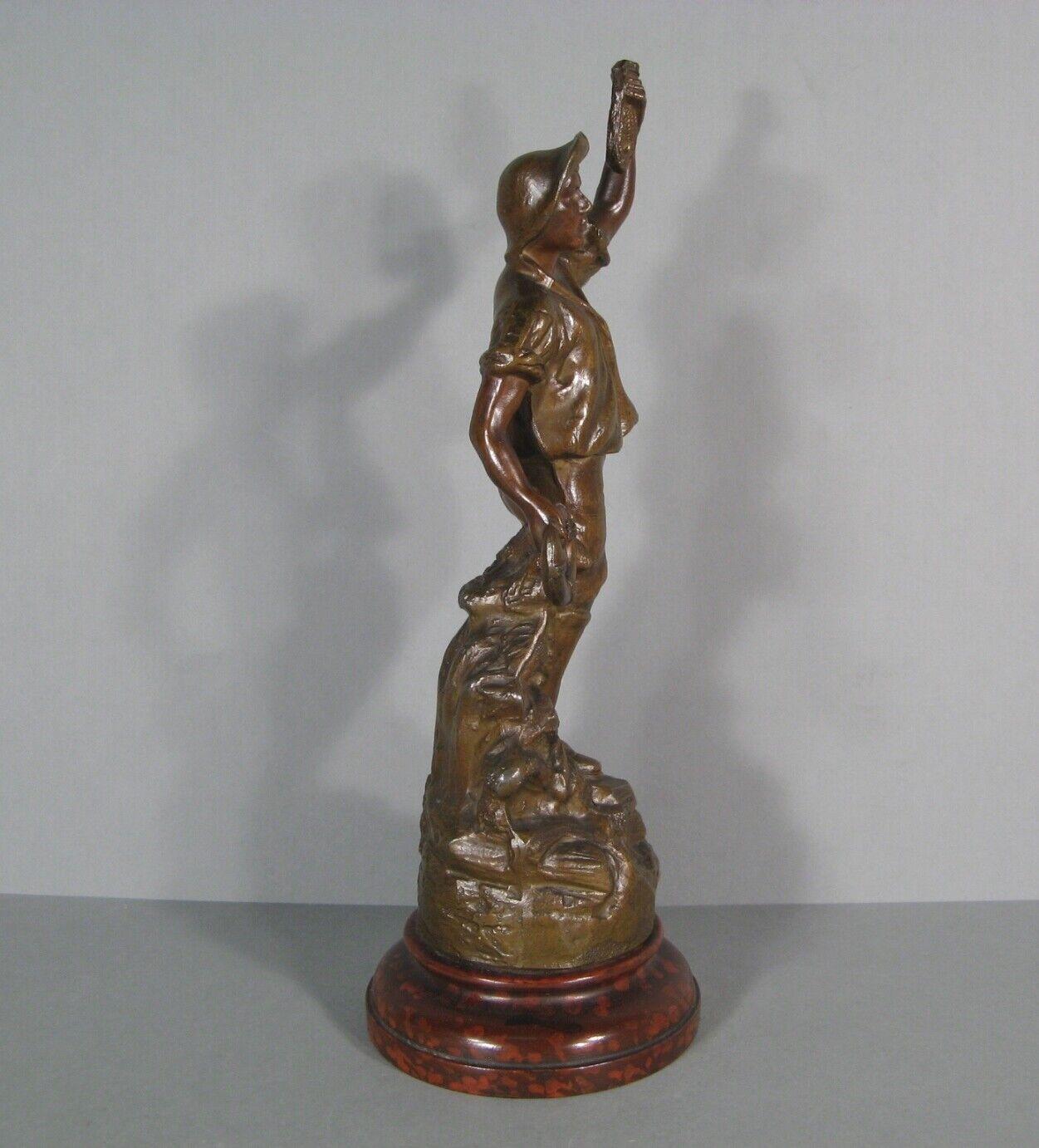 Antique 19th Century Patinated Spelter Sea Rescuer Figurine - 1Y197 1