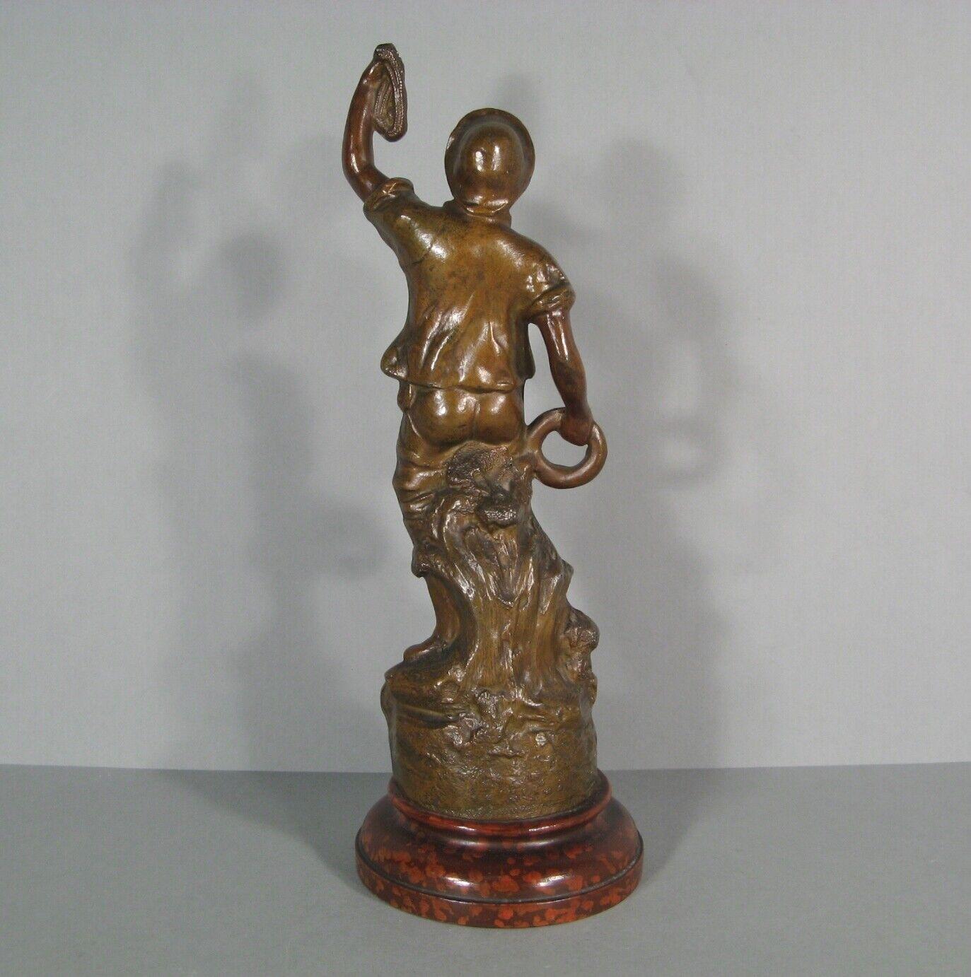 Antique 19th Century Patinated Spelter Sea Rescuer Figurine - 1Y197 3