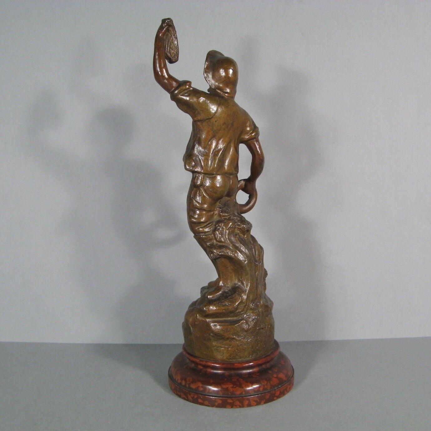 Antique 19th Century Patinated Spelter Sea Rescuer Figurine - 1Y197 4