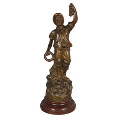 Figurilla antigua de espeltro patinado del siglo XIX - 1Y197