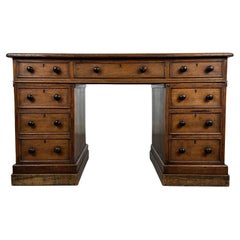 Escritorio antiguo de pedestal del siglo XIX en roble ( REF AF-3642 )