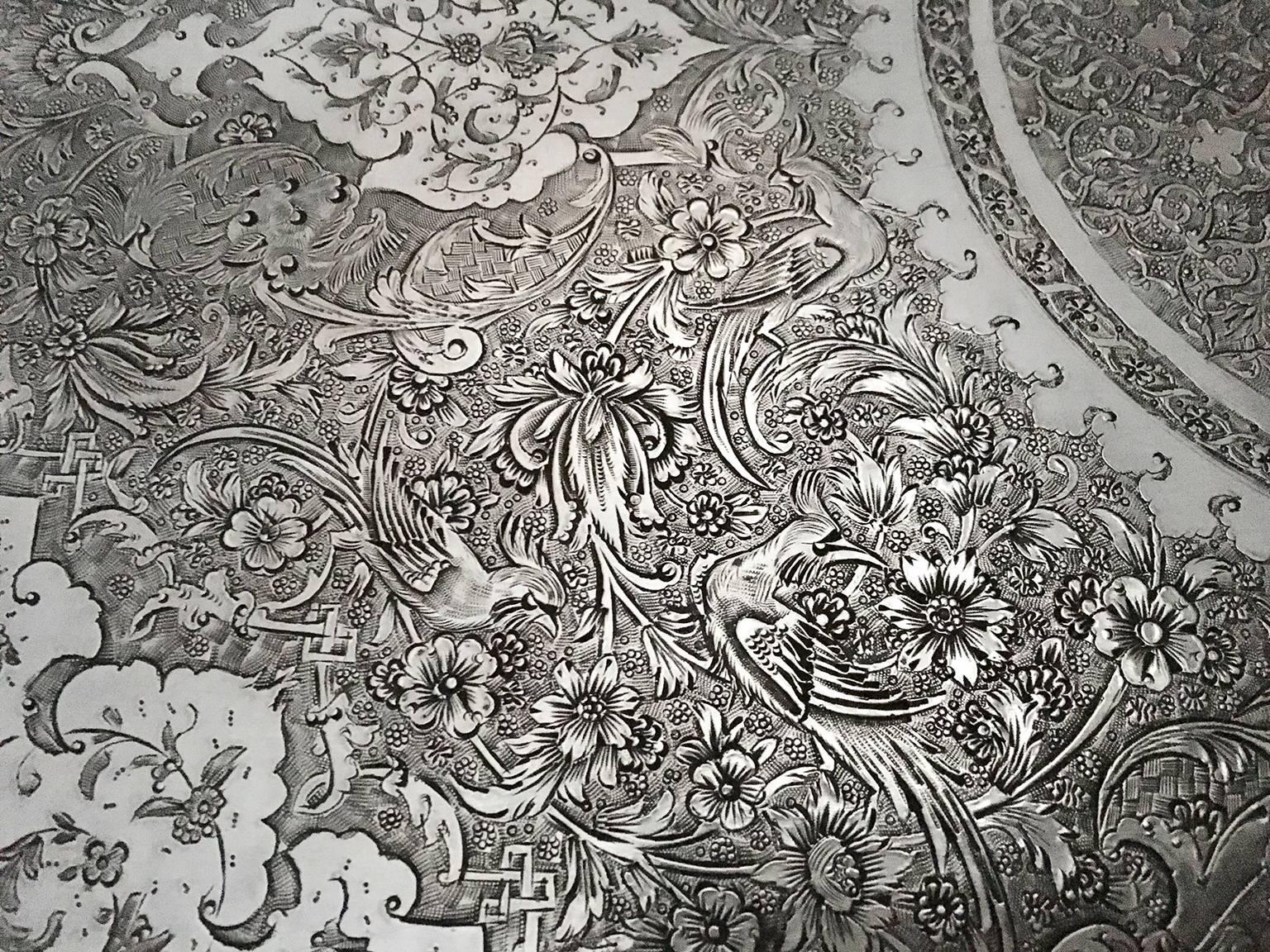 Islamic Antique 19th Century Persian Silver Tray