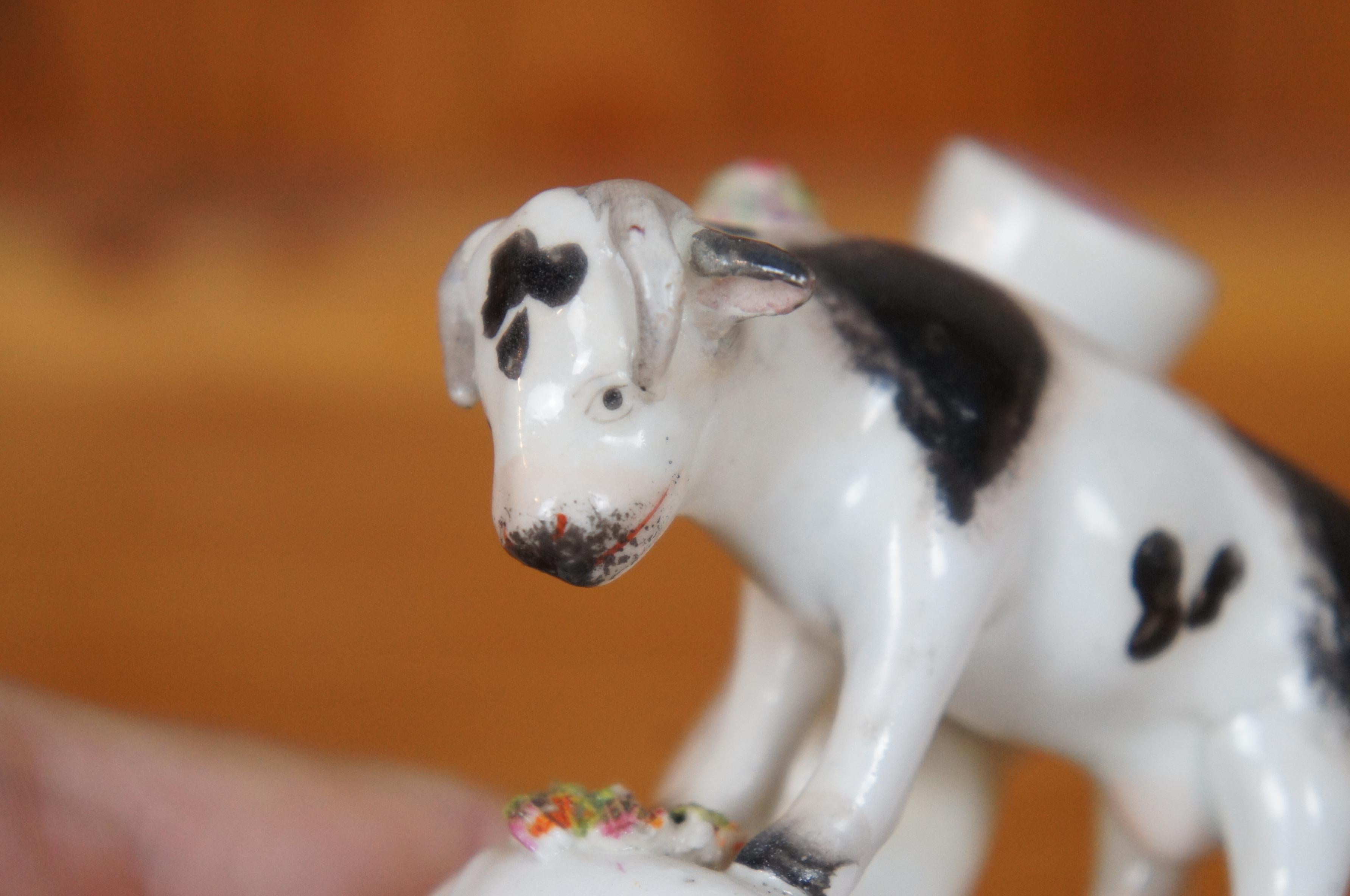 Antique 19th Century Petite Staffordshire Cow Spill Vase Flatback Figurine 4