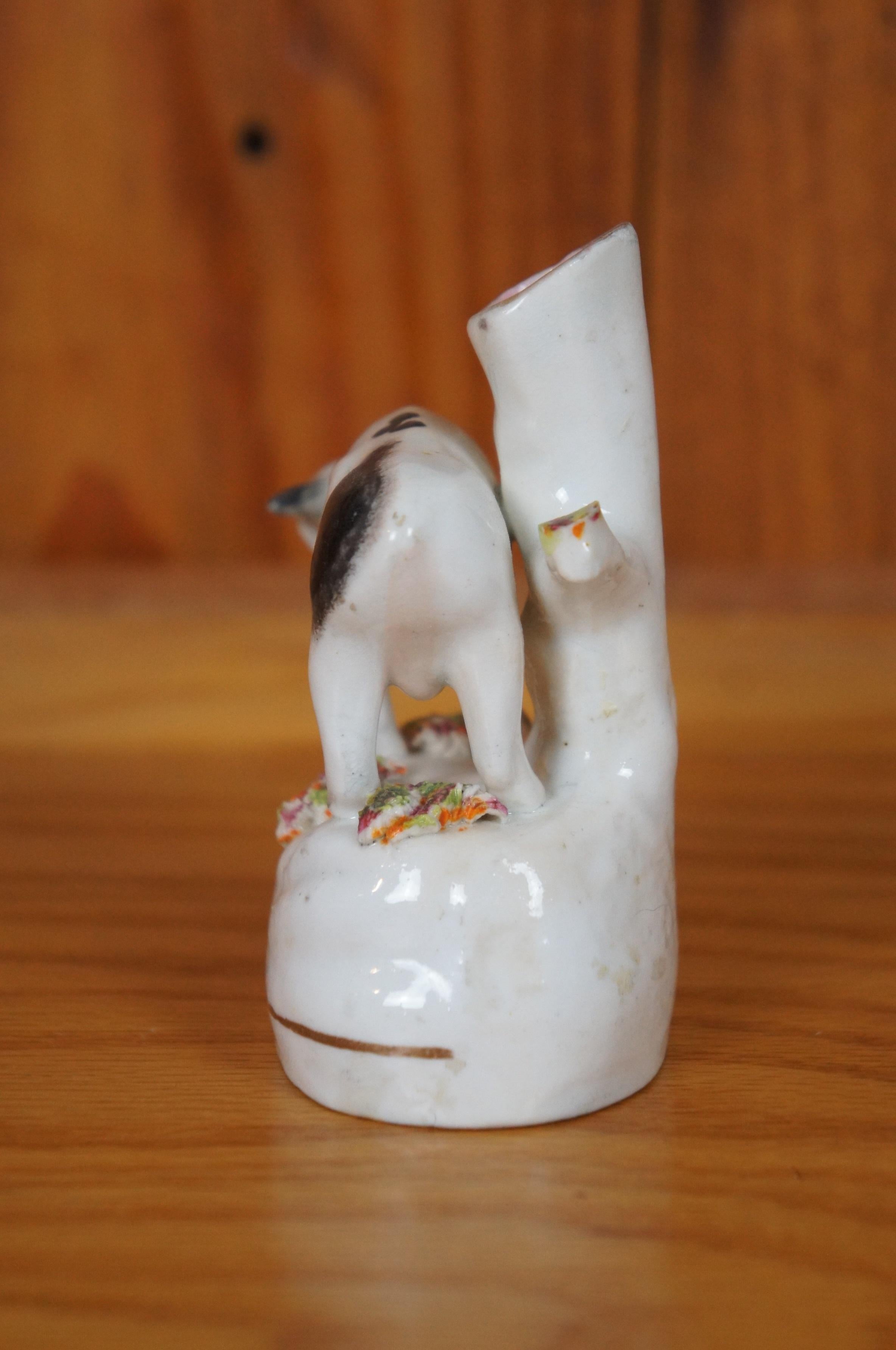 Antique 19th Century Petite Staffordshire Cow Spill Vase Flatback Figurine 4