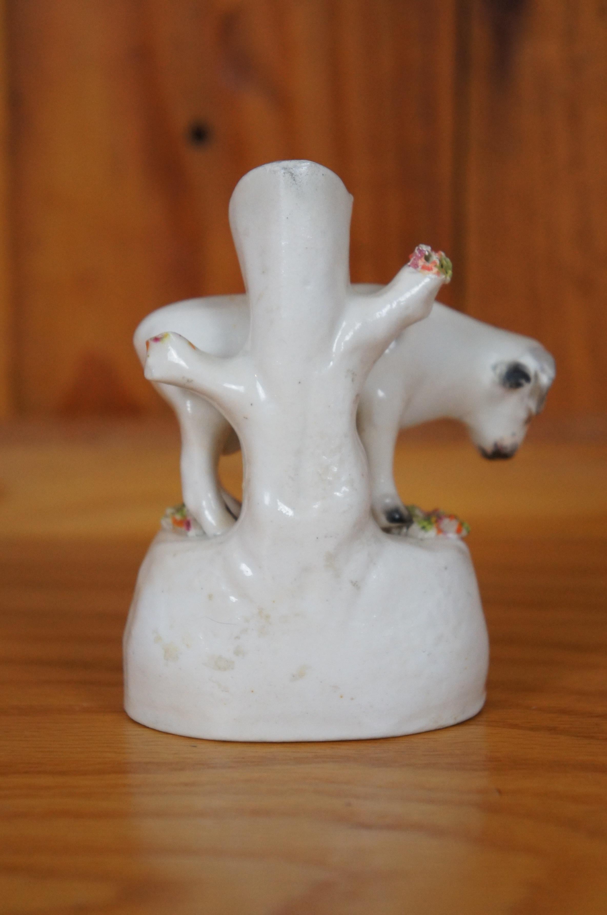 Porcelain Antique 19th Century Petite Staffordshire Cow Spill Vase Flatback Figurine 4