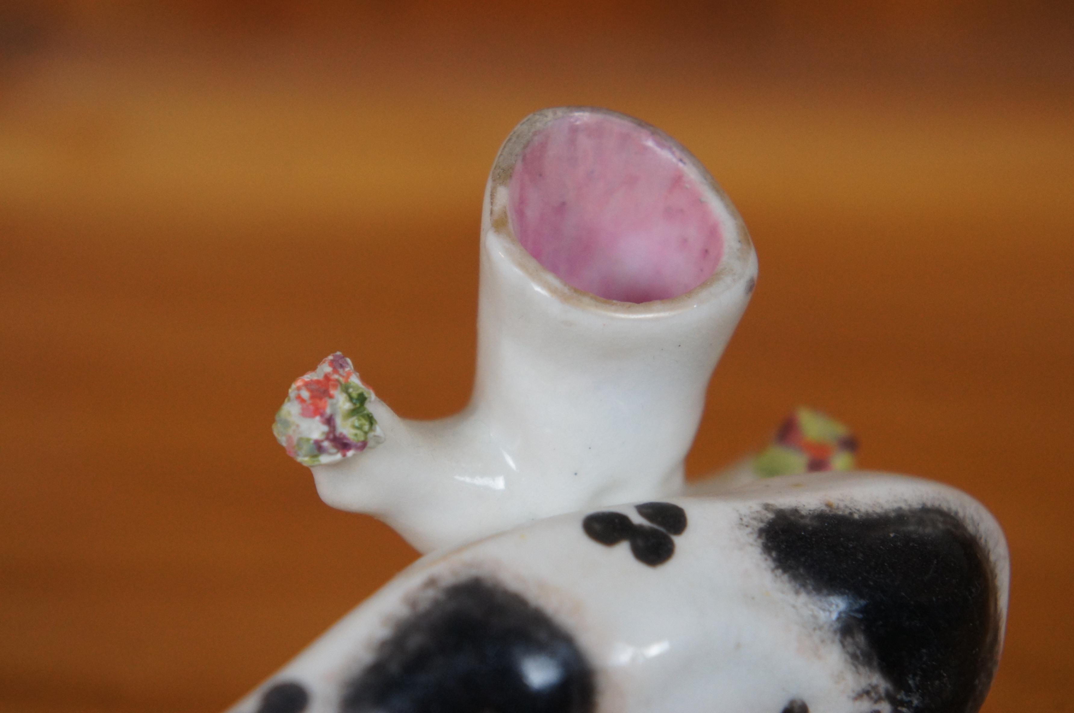 Antique 19th Century Petite Staffordshire Cow Spill Vase Flatback Figurine 4