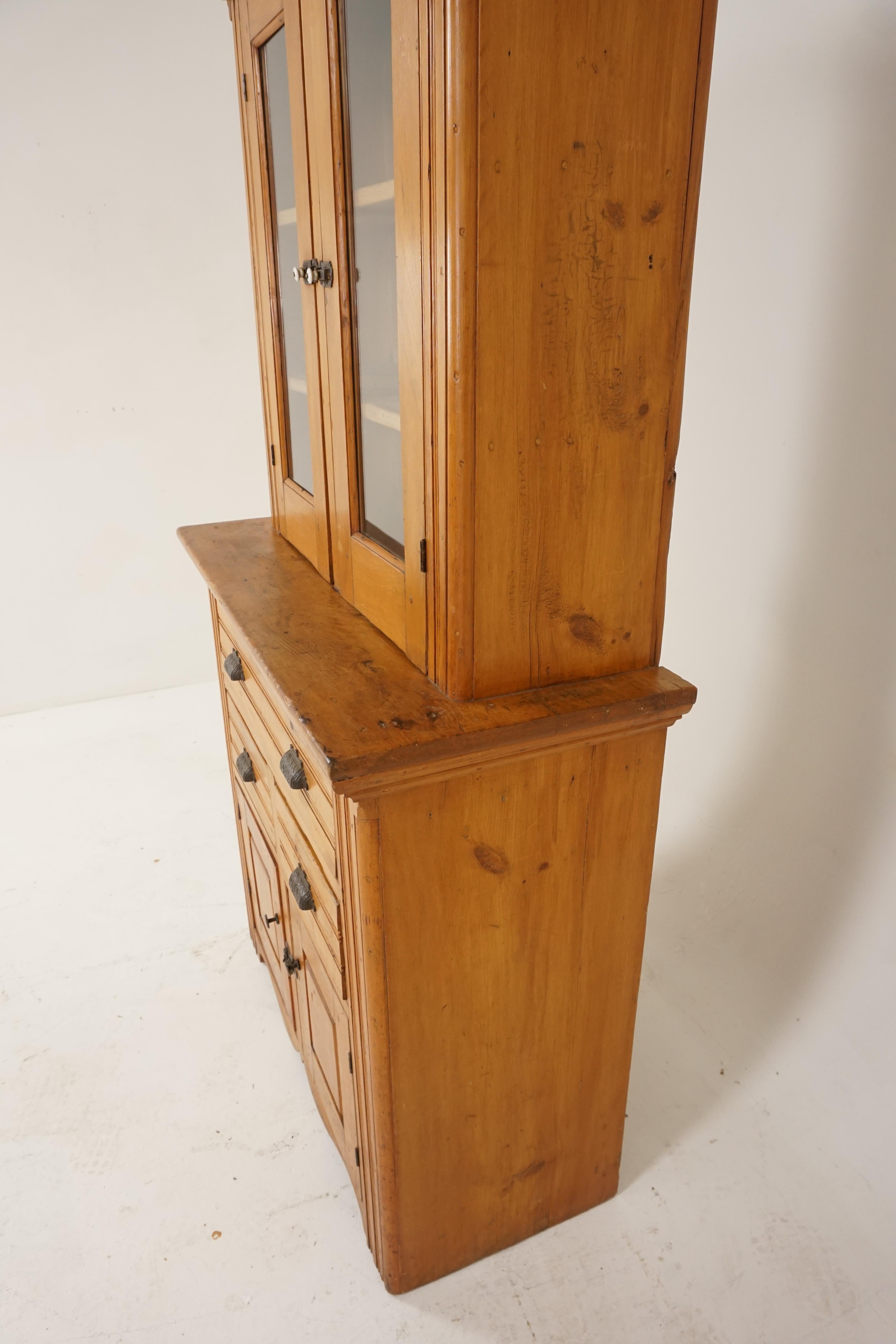 Antique 19th Century Pine Buffet Hutch, Pantry Farmhouse, Canada, 1870 For Sale 1