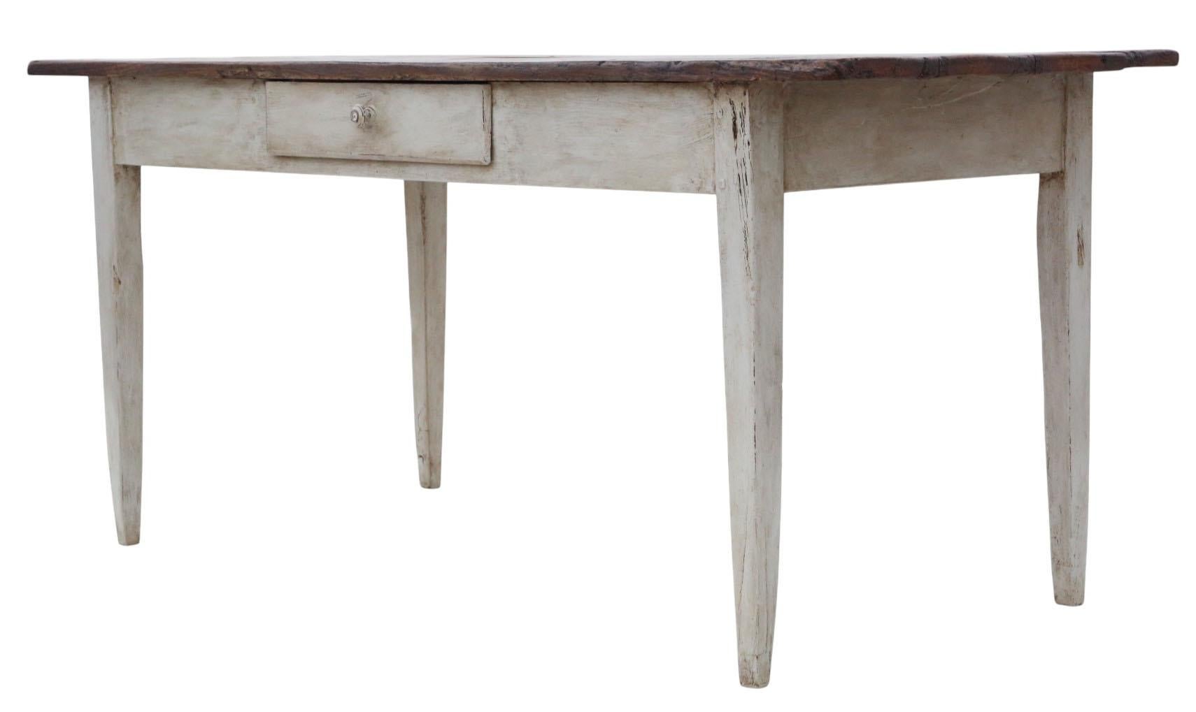 Antigua Mesa de Cocina de Comedor de Pino del Siglo XIX con Cajón - Fina Calidad Británico en venta