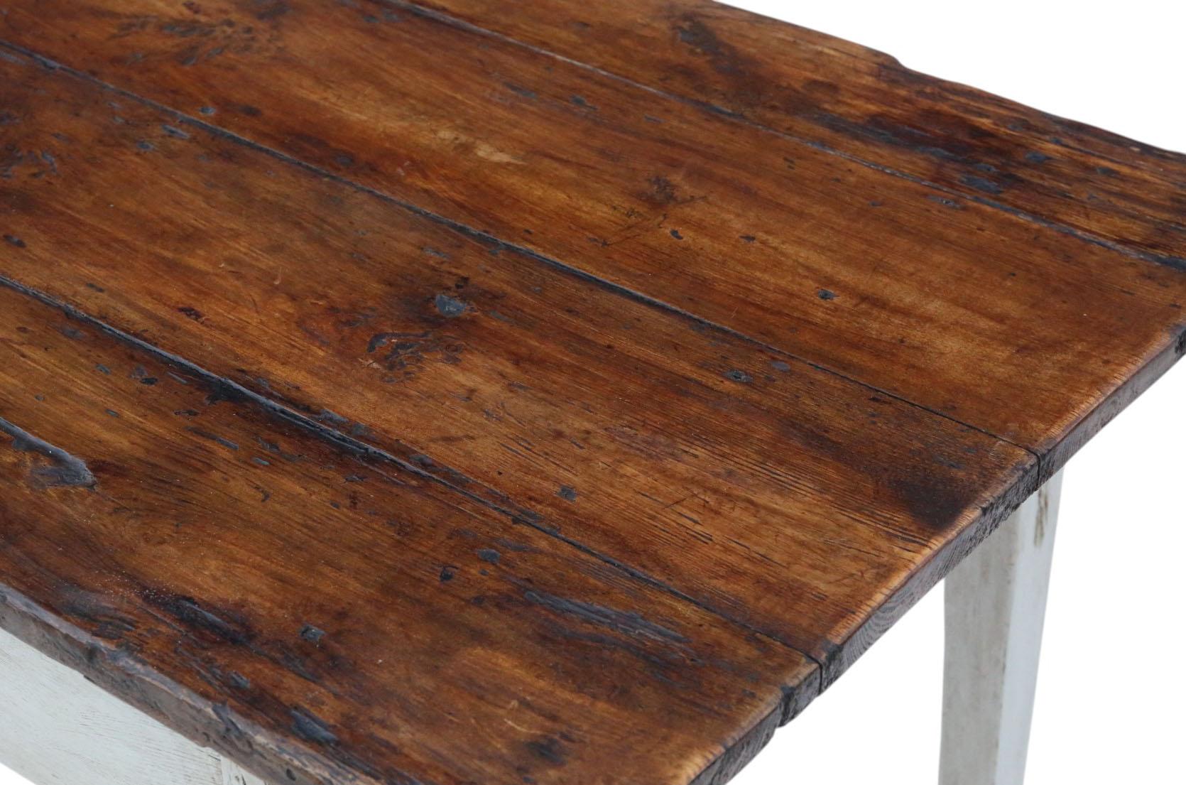 Antigua Mesa de Cocina de Comedor de Pino del Siglo XIX con Cajón - Fina Calidad en Bueno estado para la venta en Wisbech, Cambridgeshire