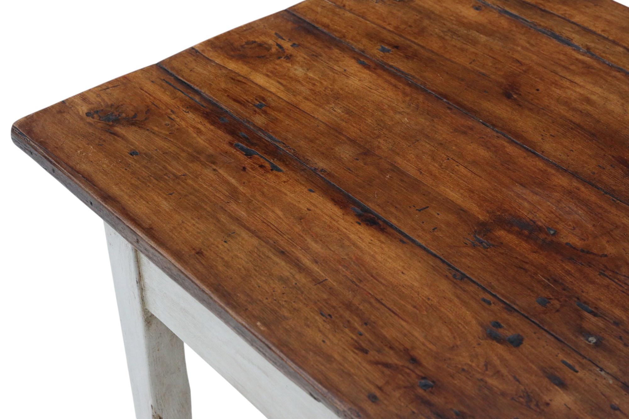 Antigua Mesa de Cocina de Comedor de Pino del Siglo XIX con Cajón - Fina Calidad siglo XIX en venta