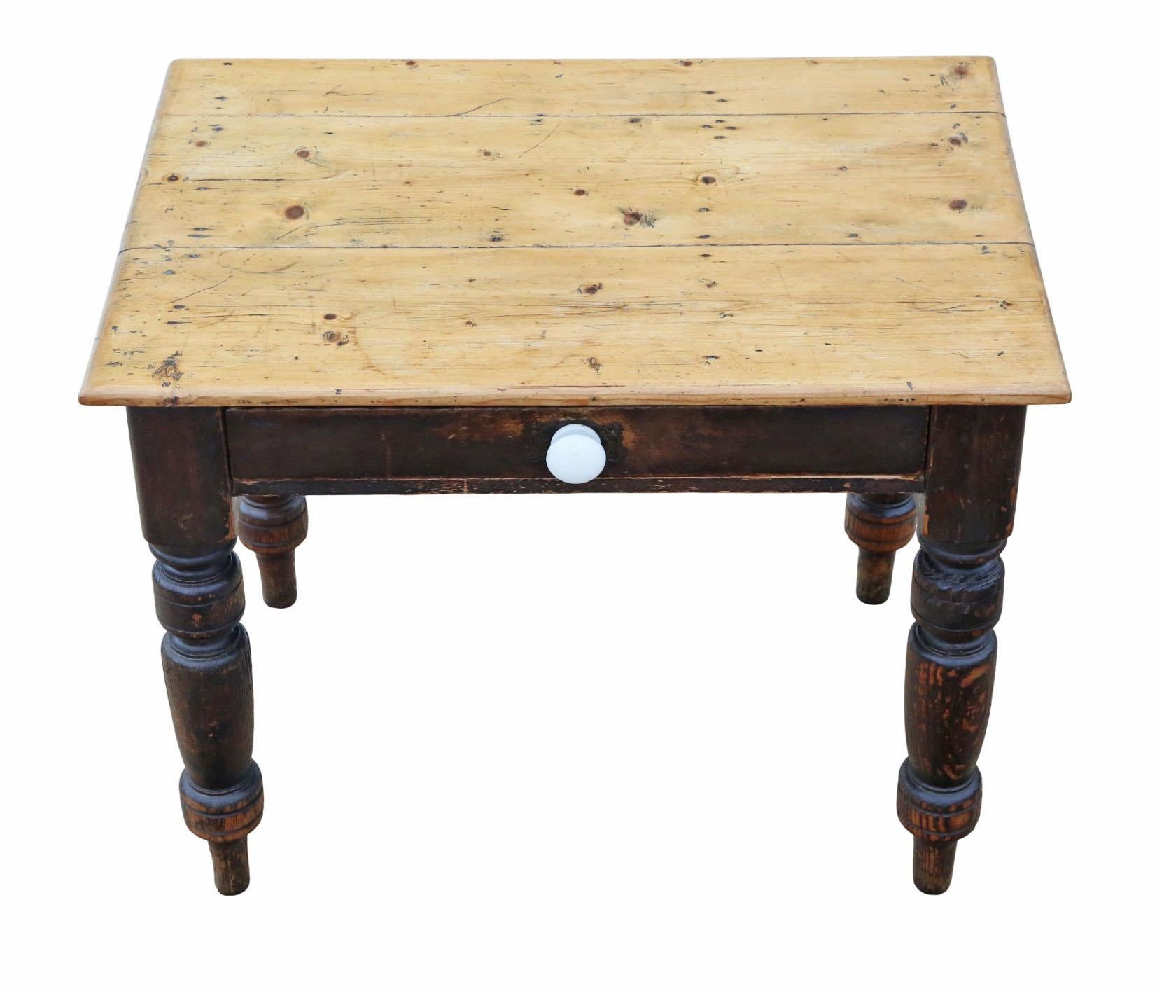 Ancienne table de cuisine ou d'écriture en pin du 19ème siècle avec tiroir - Belle qualité Bon état - En vente à Wisbech, Cambridgeshire