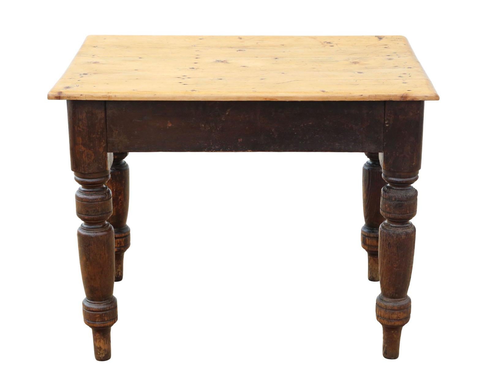 Bois Ancienne table de cuisine ou d'écriture en pin du 19ème siècle avec tiroir - Belle qualité en vente