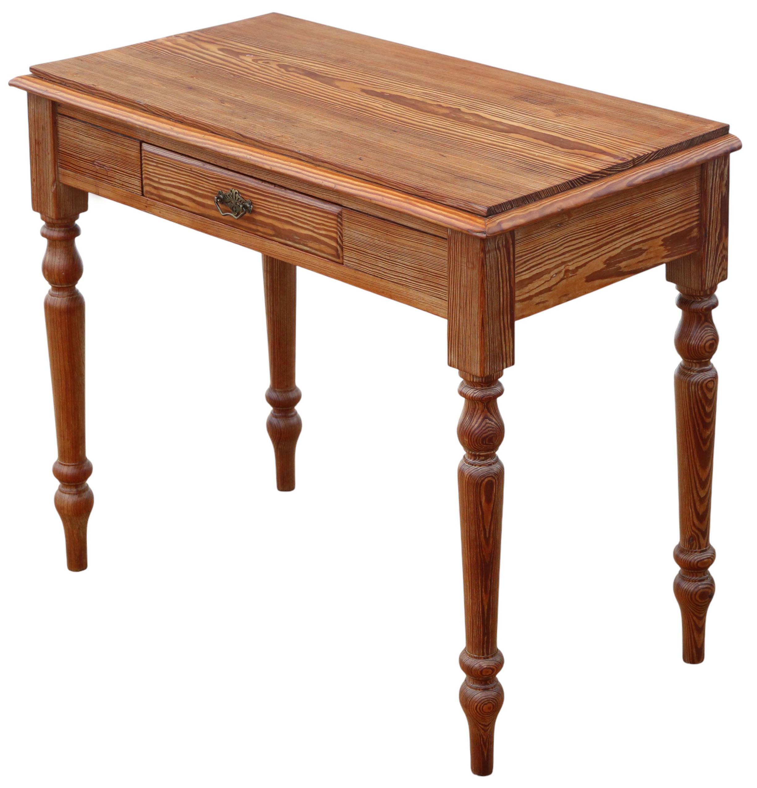 British Antique 19th Century Pitch Pine Desk / Writing Table – Side or Dressing Occasion For Sale