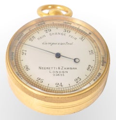 Antique 19th Century Pocket Barometer by Negretti & Zambra of London, circa 1880
