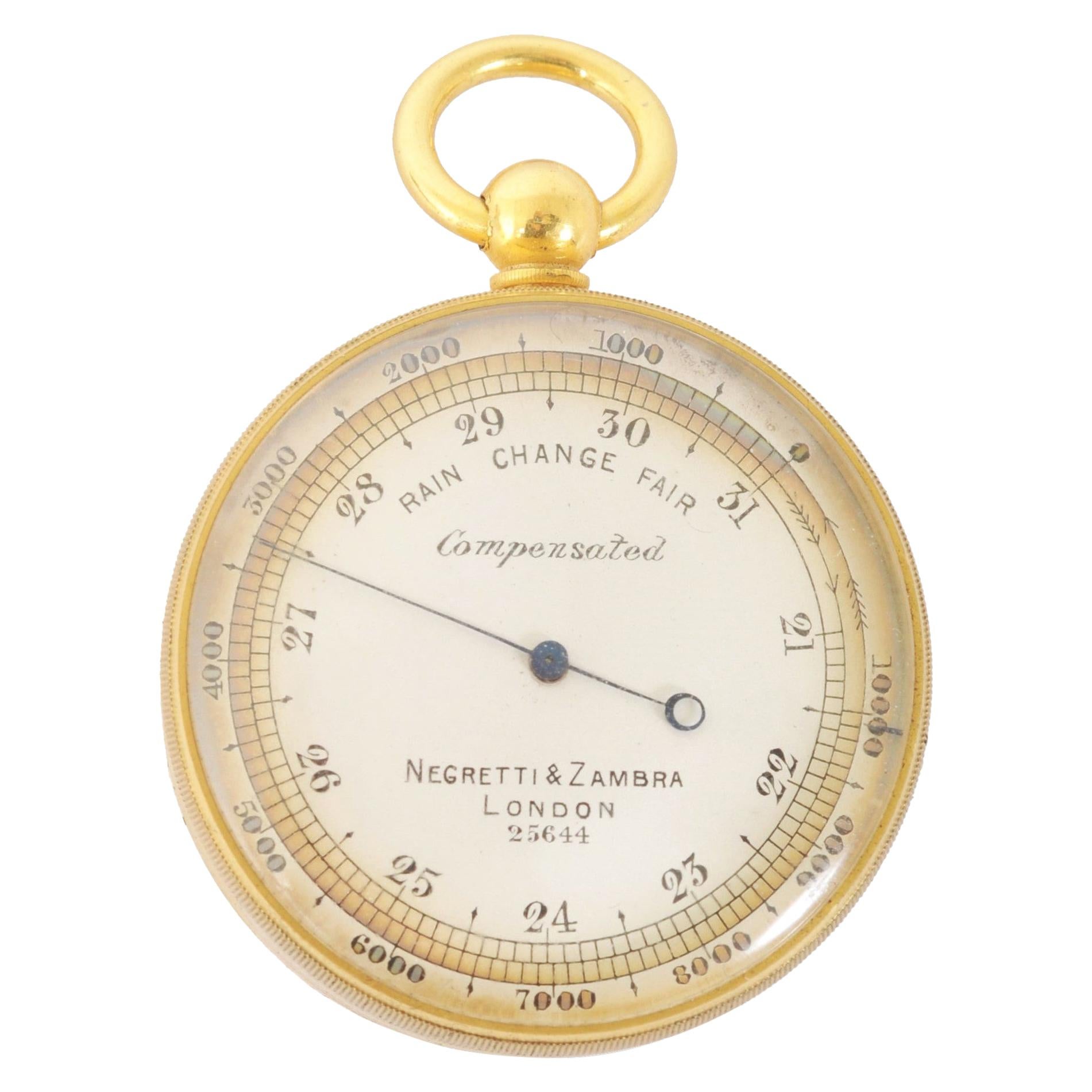 Antique 19th Century Pocket Barometer by Negretti & Zambra of London, circa 1880