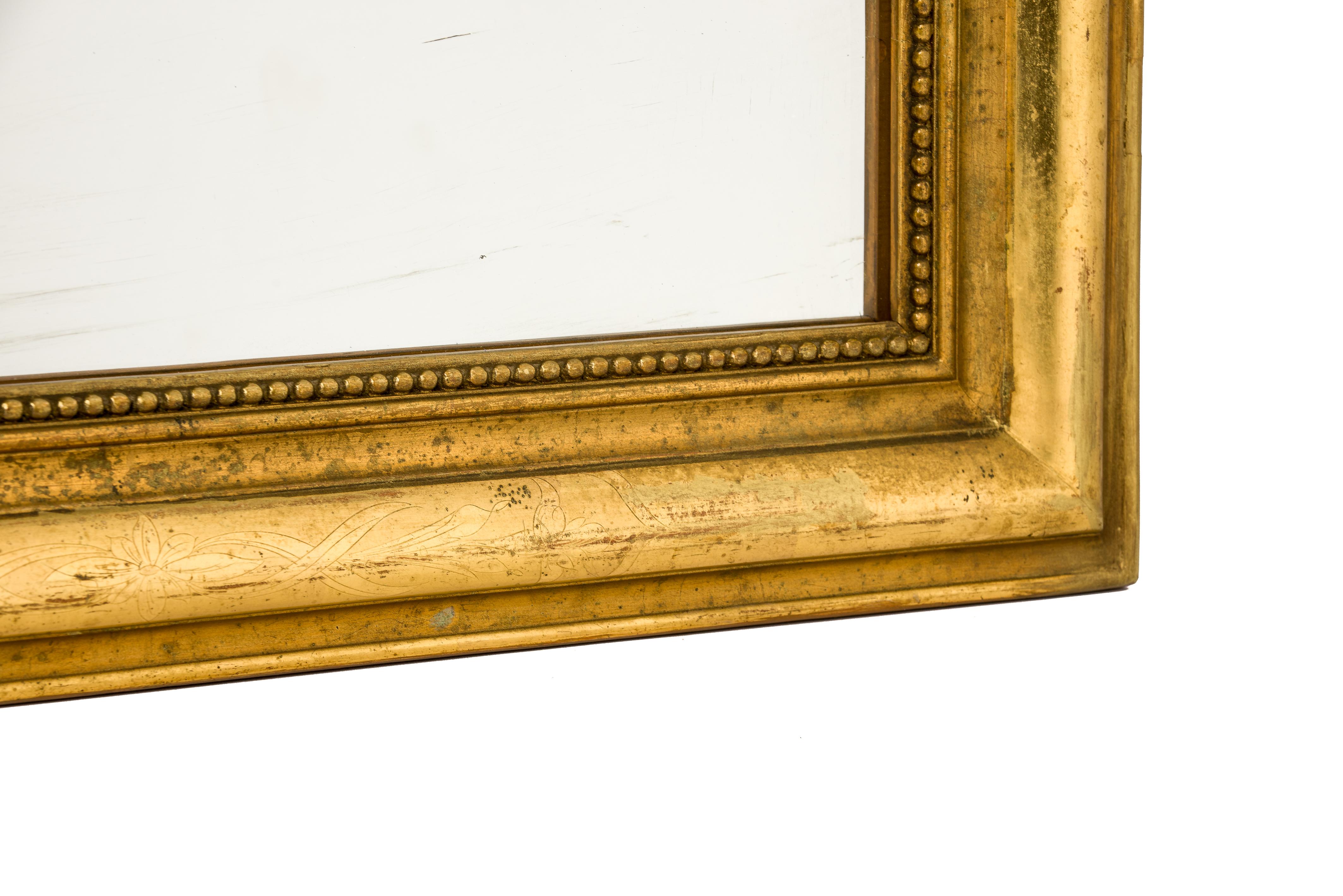 Antique 19th Century Polished Gold Gilt French Louis Philippe Mirror In Good Condition In Casteren, NL