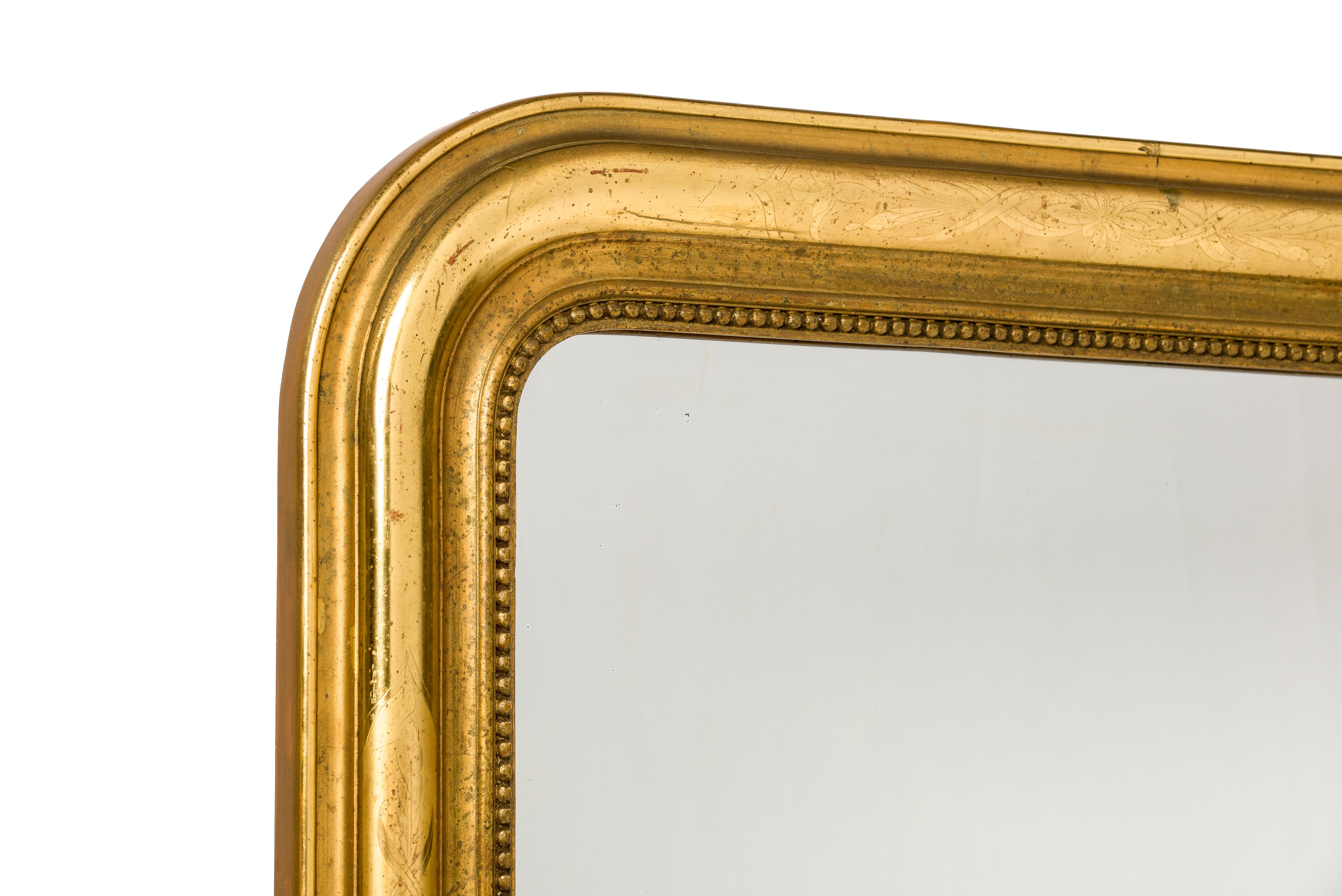 Antique 19th Century Polished Gold Gilt French Louis Philippe Mirror 2