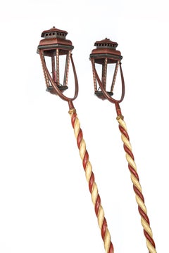 Antique 19th-Century Polychrome Italian Venetian Gondola Lanterns