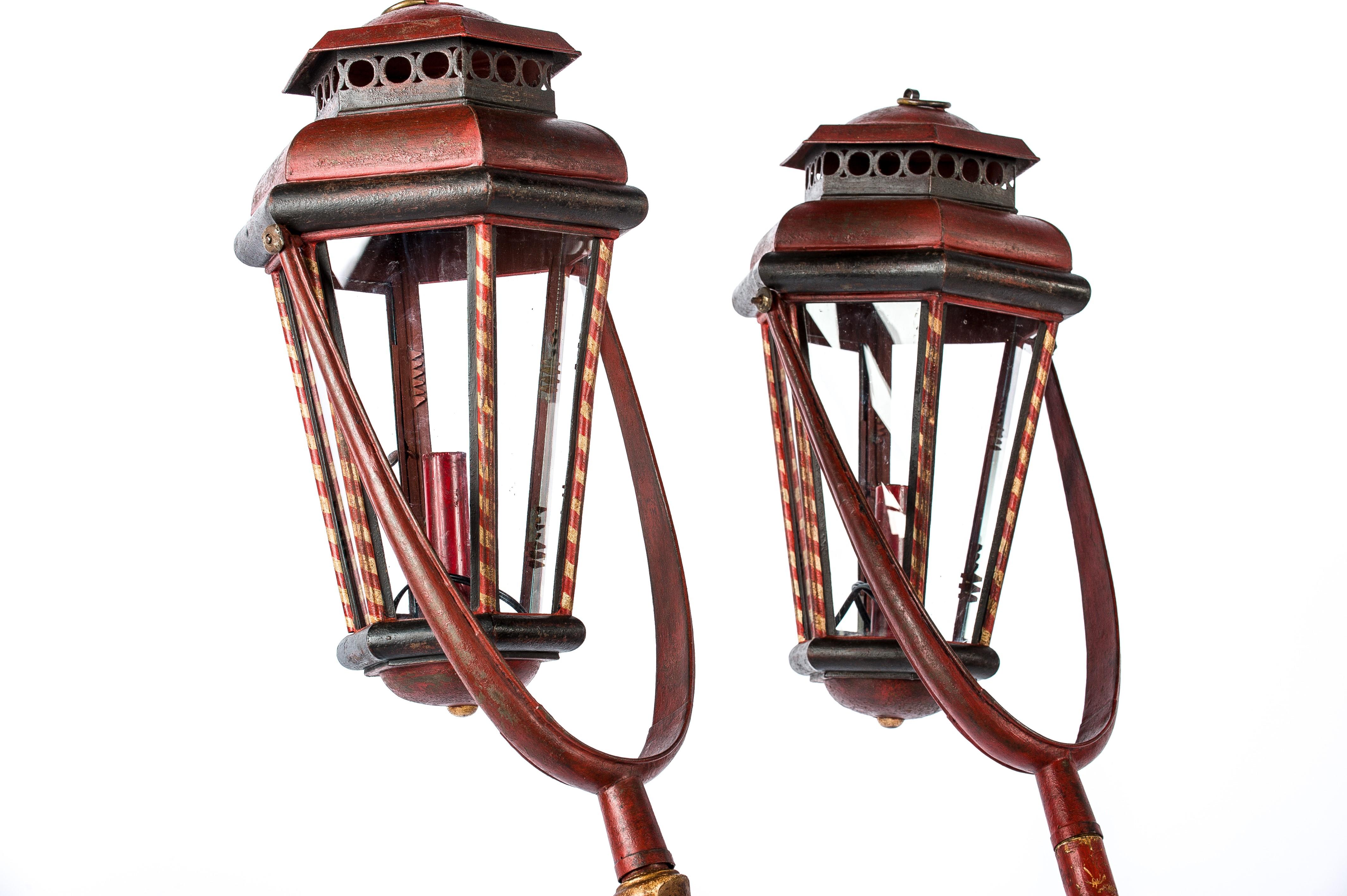 19th Century Antique 19th-Century Polychrome Italian Venetian Gondola Lanterns