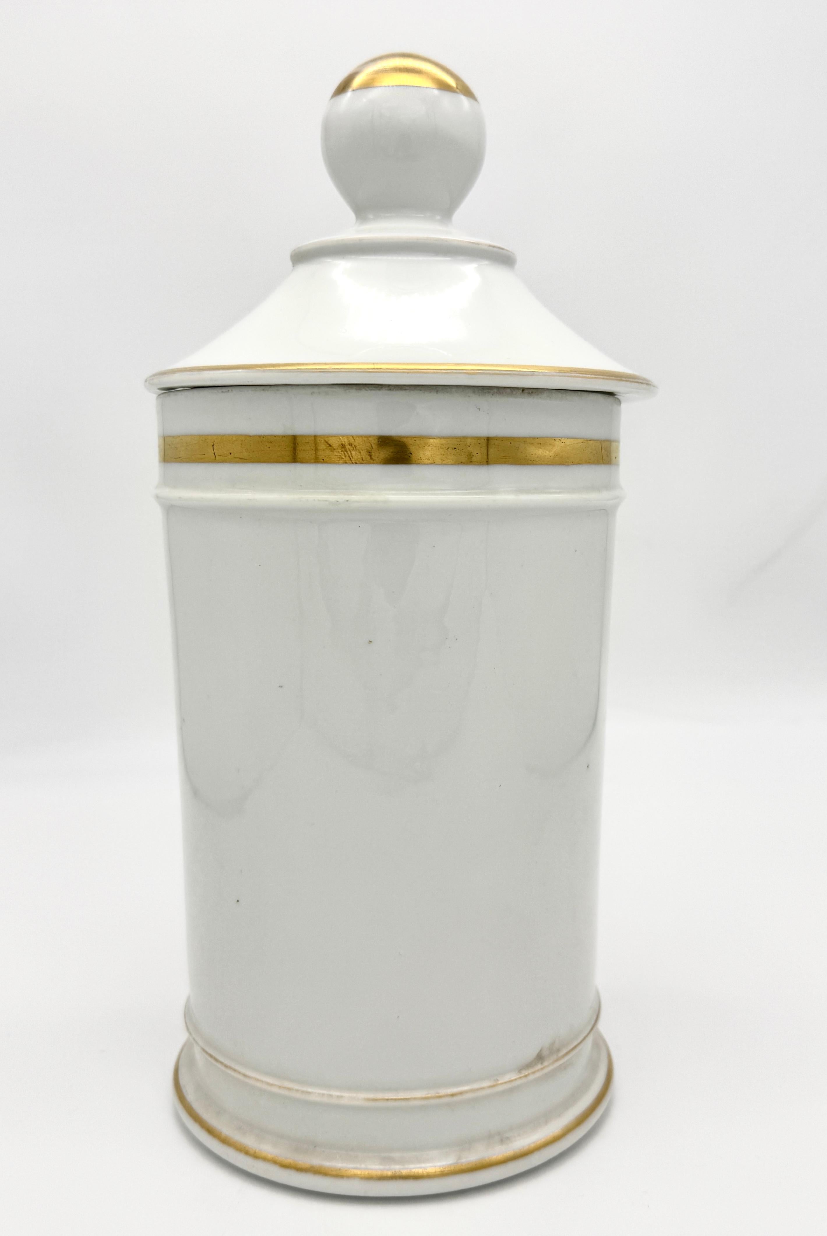 Napoléon III Ancienne jarre d'apothicaire en porcelaine du 19ème siècle 'Ong : Égypte' Palmiers Serpents en vente