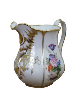 Antique 19th Century Porcelain Scrolled Gold Floral Acanthus Serving Pitcher Jug