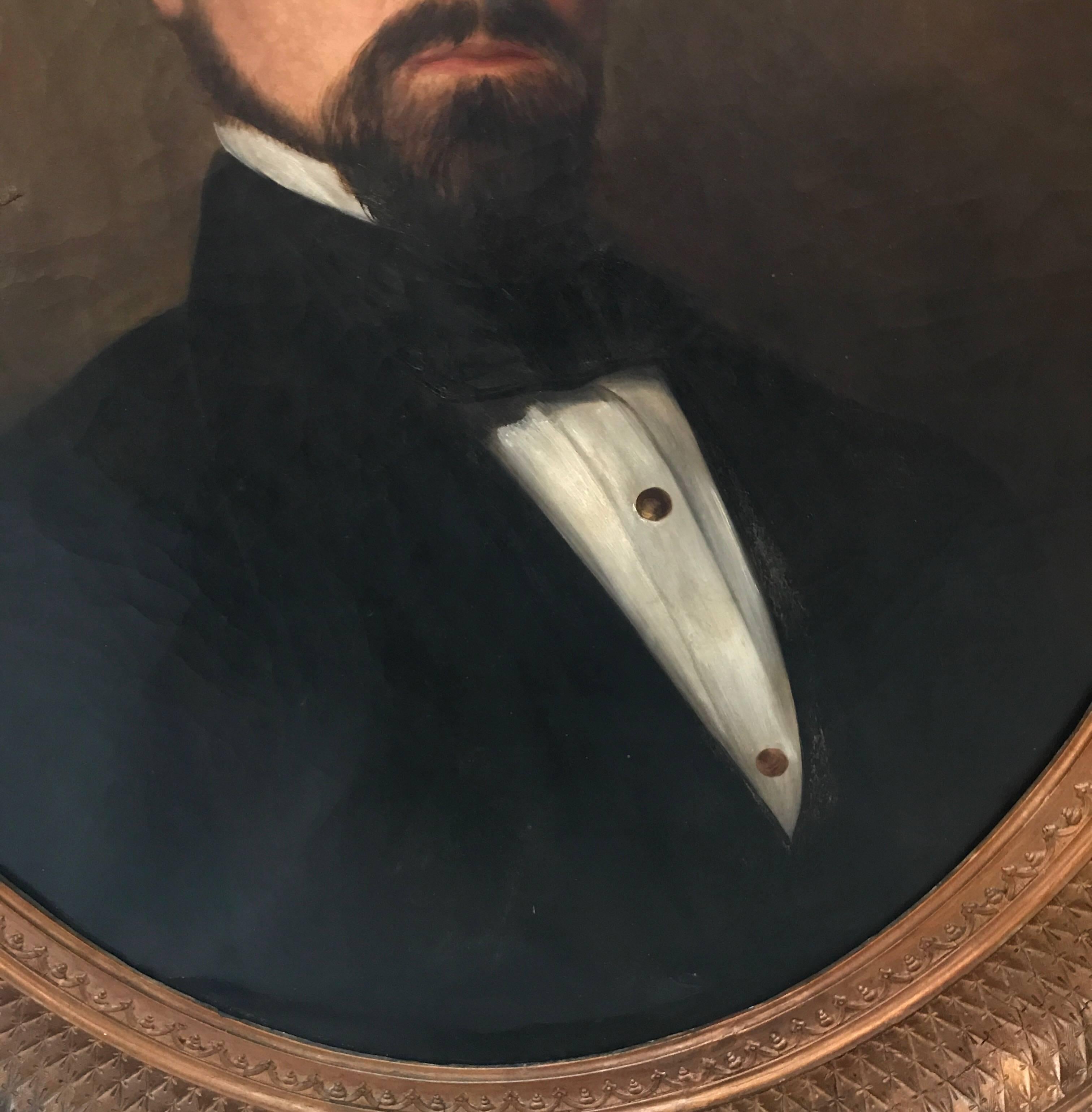 Antique 19th Century Portrait of a Handsome Gentleman, NYC, 1840 In Excellent Condition In Lambertville, NJ