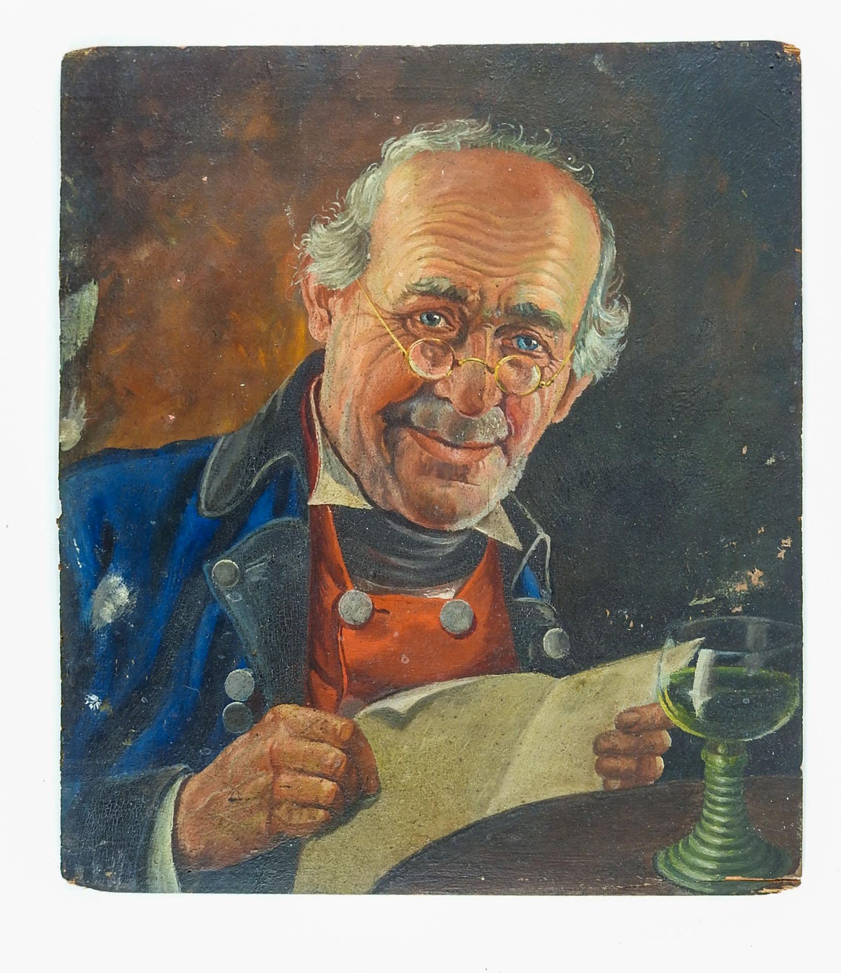 Antikes Porträtgemälde eines Mannes mit Brief aus dem 19. Jahrhundert (Unbekannt) im Angebot