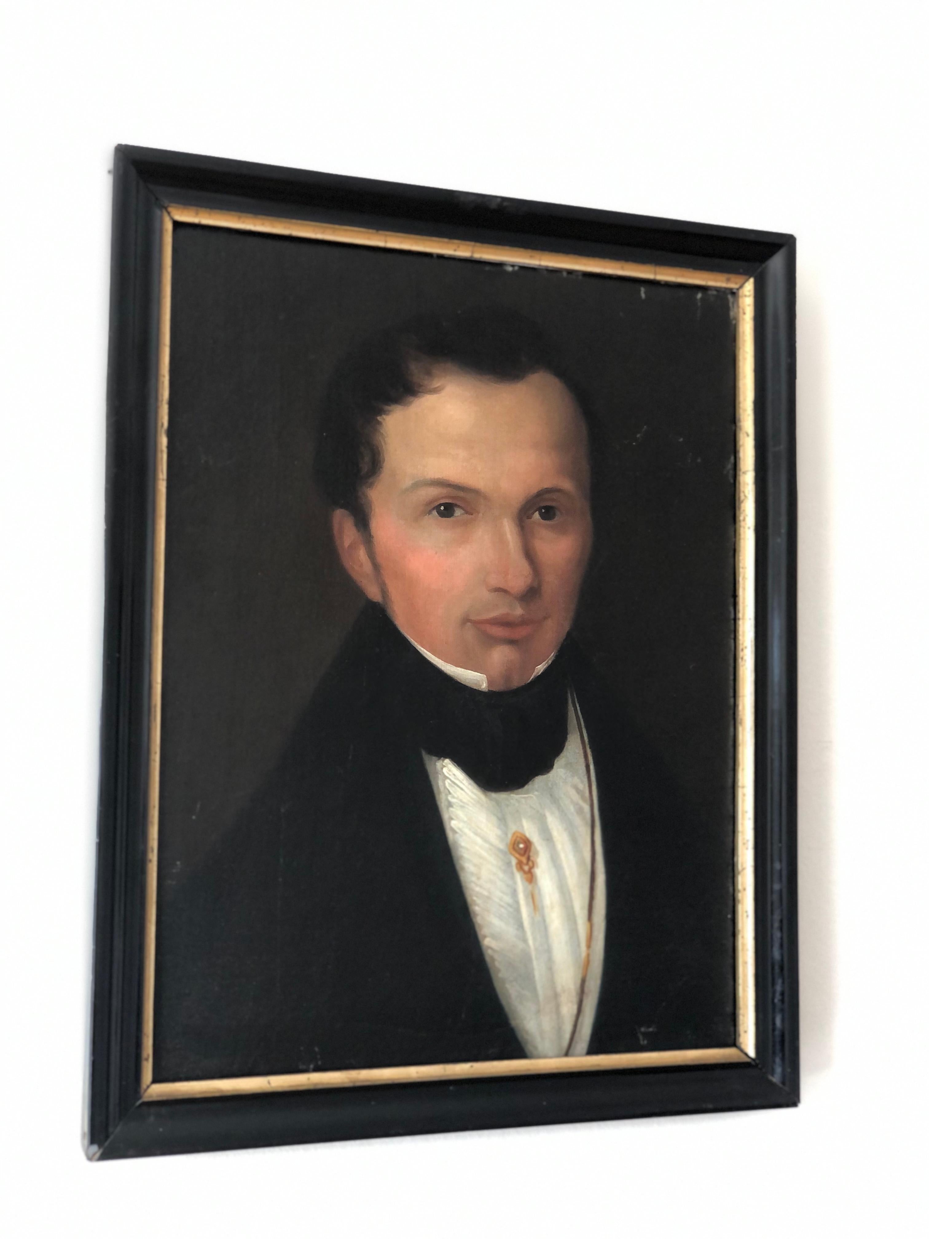 Romantic Antique 19th Century Portrait Painting of A Elite Dutch Gentleman For Sale