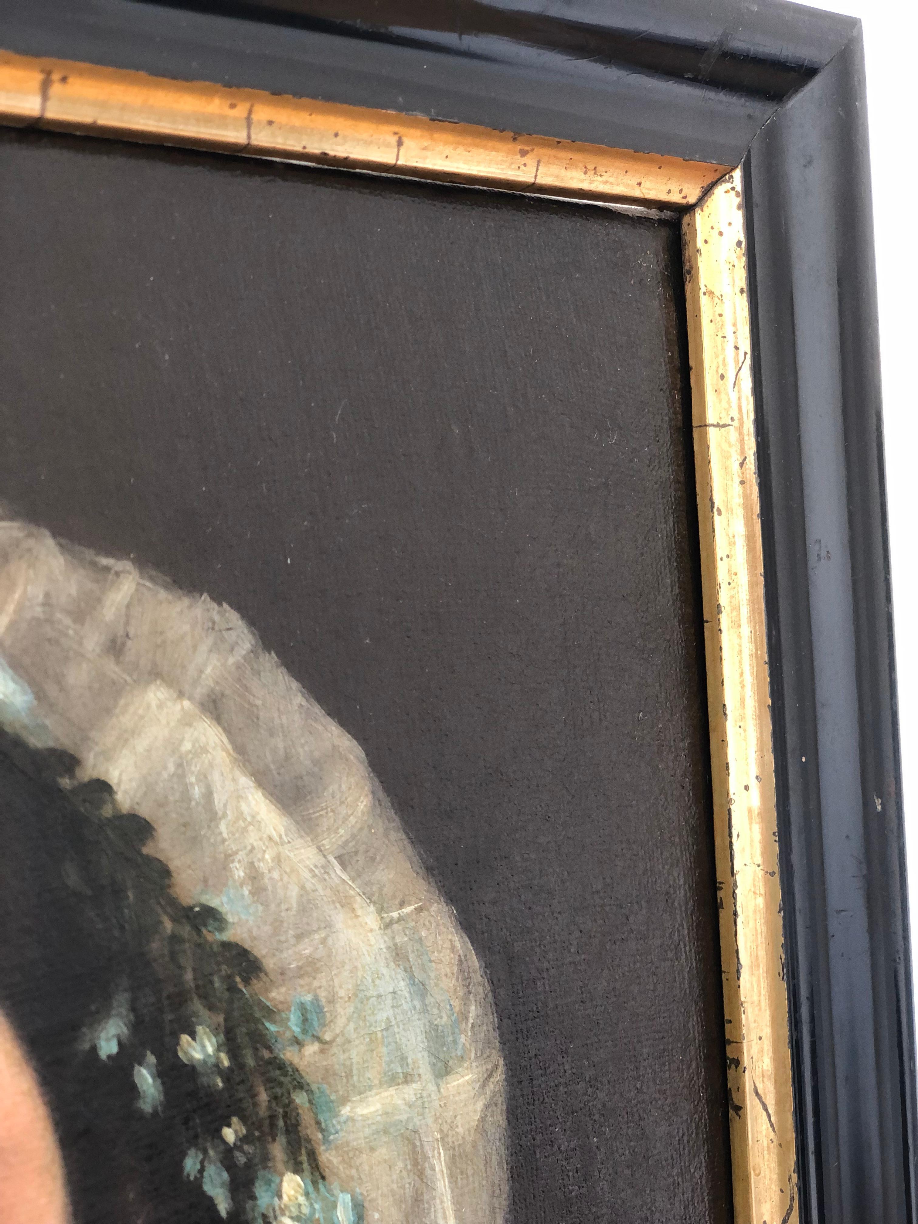 Antique 19th Century Portrait Painting of A Elite Dutch Lady For Sale 3