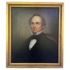 Antique 19th Century Portrait Painting of Boston Gentleman in Period Gilt Frame