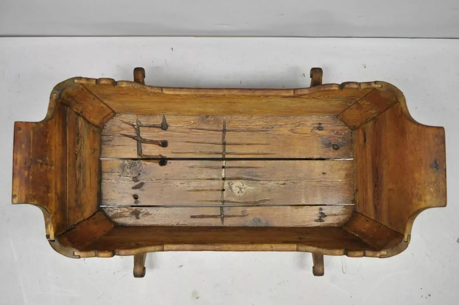 Other Antique 19th Century Primitive Colonial Carved Wood Baby Rocking Doll Cradle For Sale