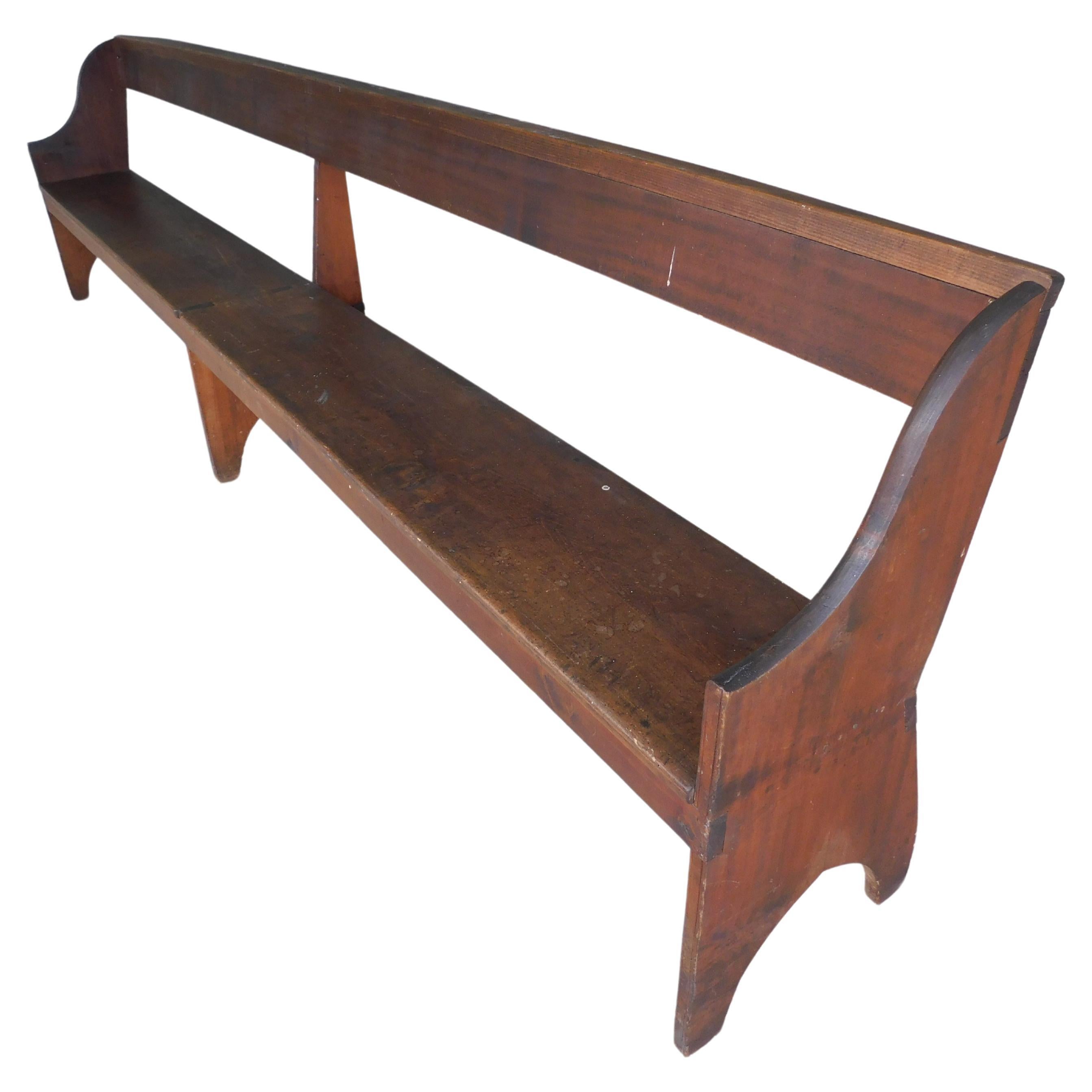 Antique 19th Century Primitive Shaker Lancaster Co. Bench 141.5"w For Sale